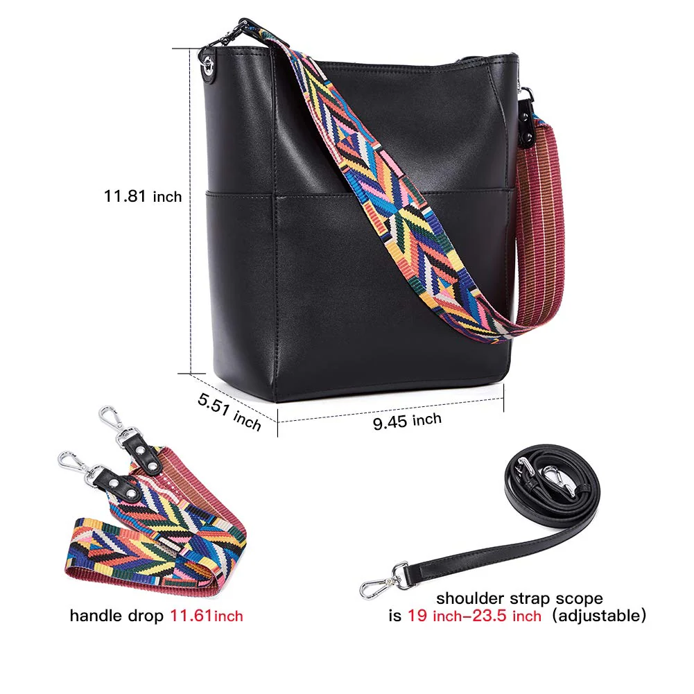 Bucket Bag for Women Vegan Leather | With 2 Shoulder Straps - Image 5