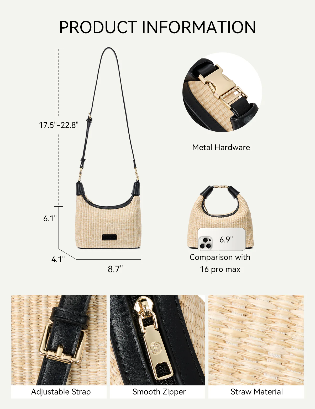 Cruze Raffia Clutch & Crossbody Bag – Convertible DIY Belt - Image 12