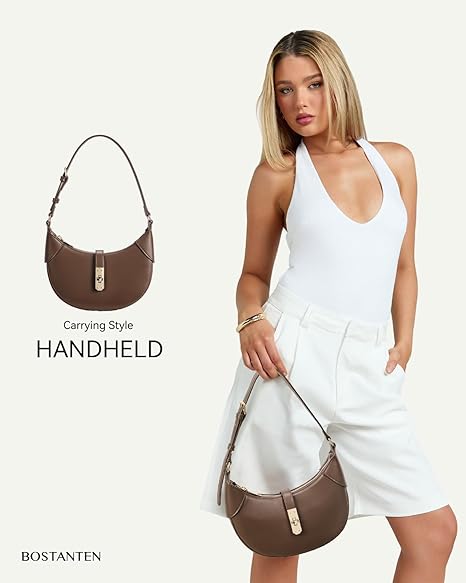 Kweli Crescent Designer Clasp Shoulder Bag - Image 12