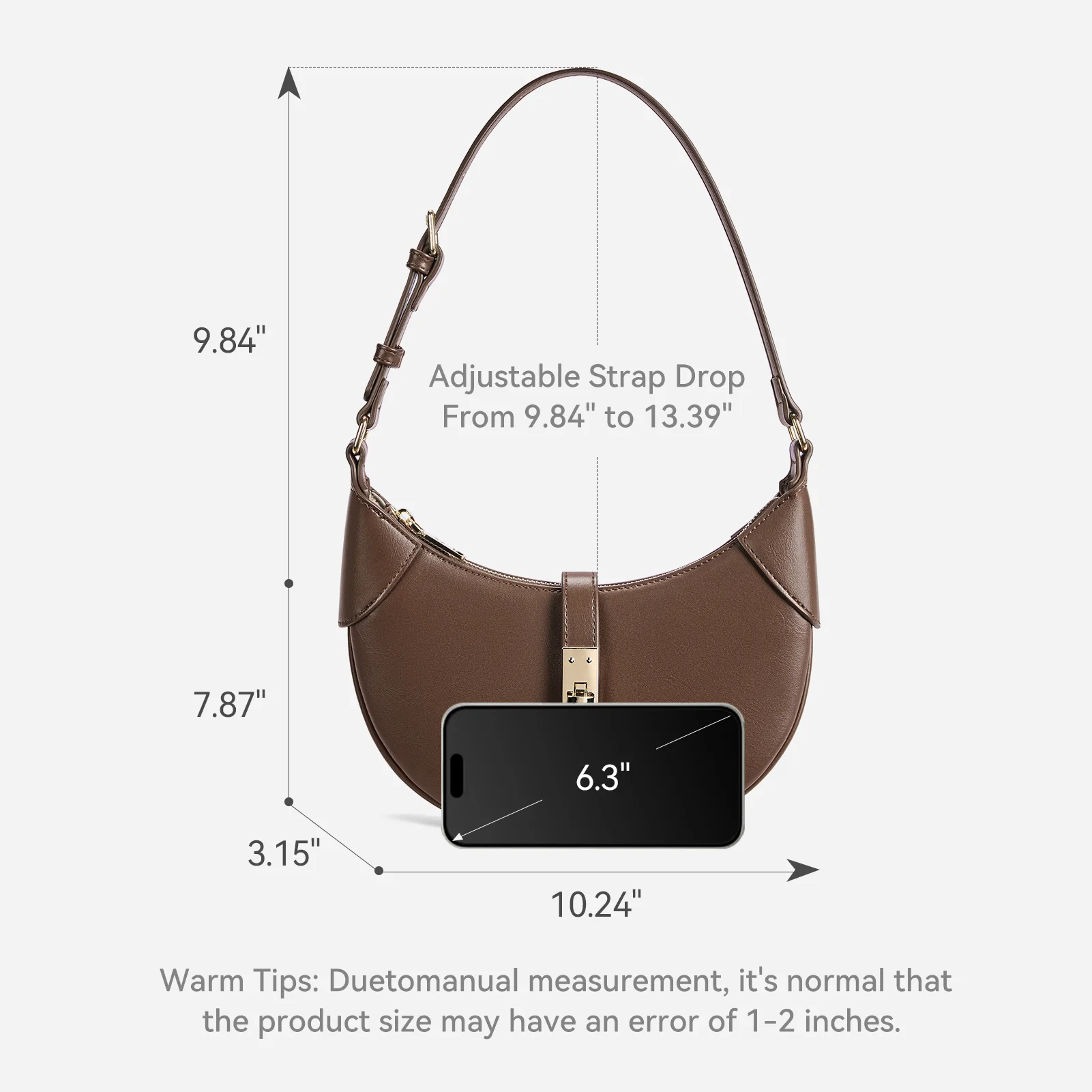 Kweli Crescent Designer Clasp Shoulder Bag - Image 13