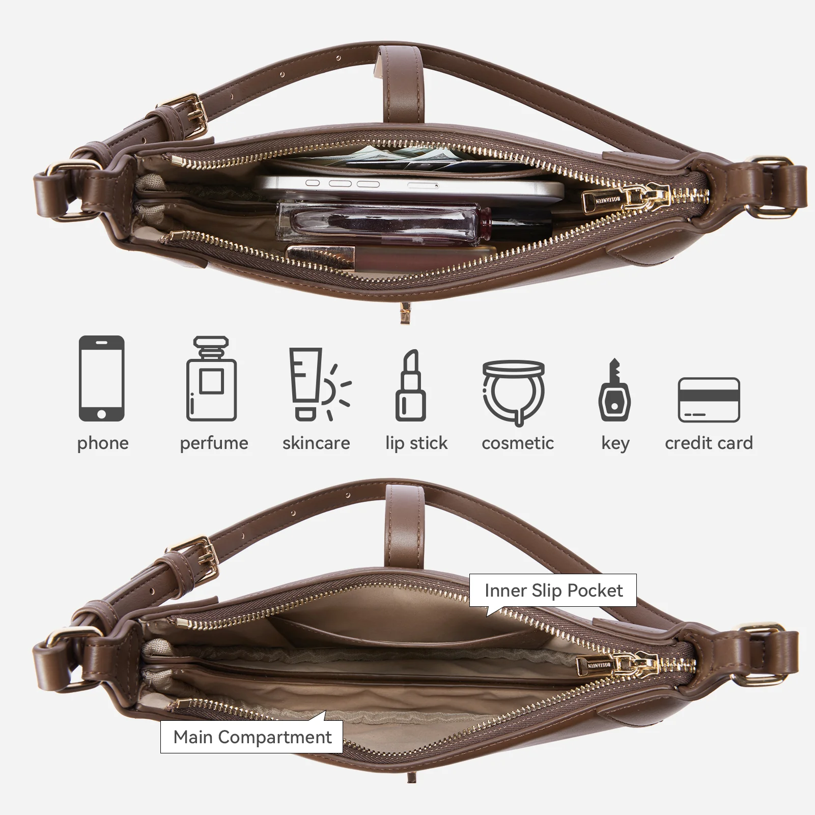 Kweli Crescent Designer Clasp Shoulder Bag - Image 15