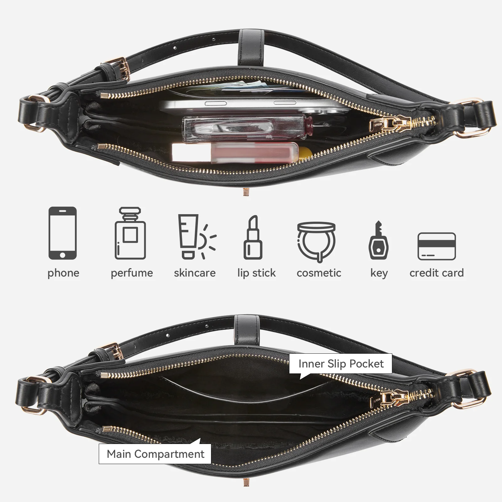 Kweli Crescent Designer Clasp Shoulder Bag - Image 23
