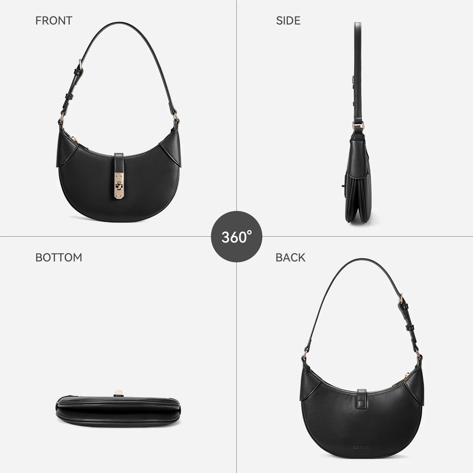 Kweli Crescent Designer Clasp Shoulder Bag - Image 24