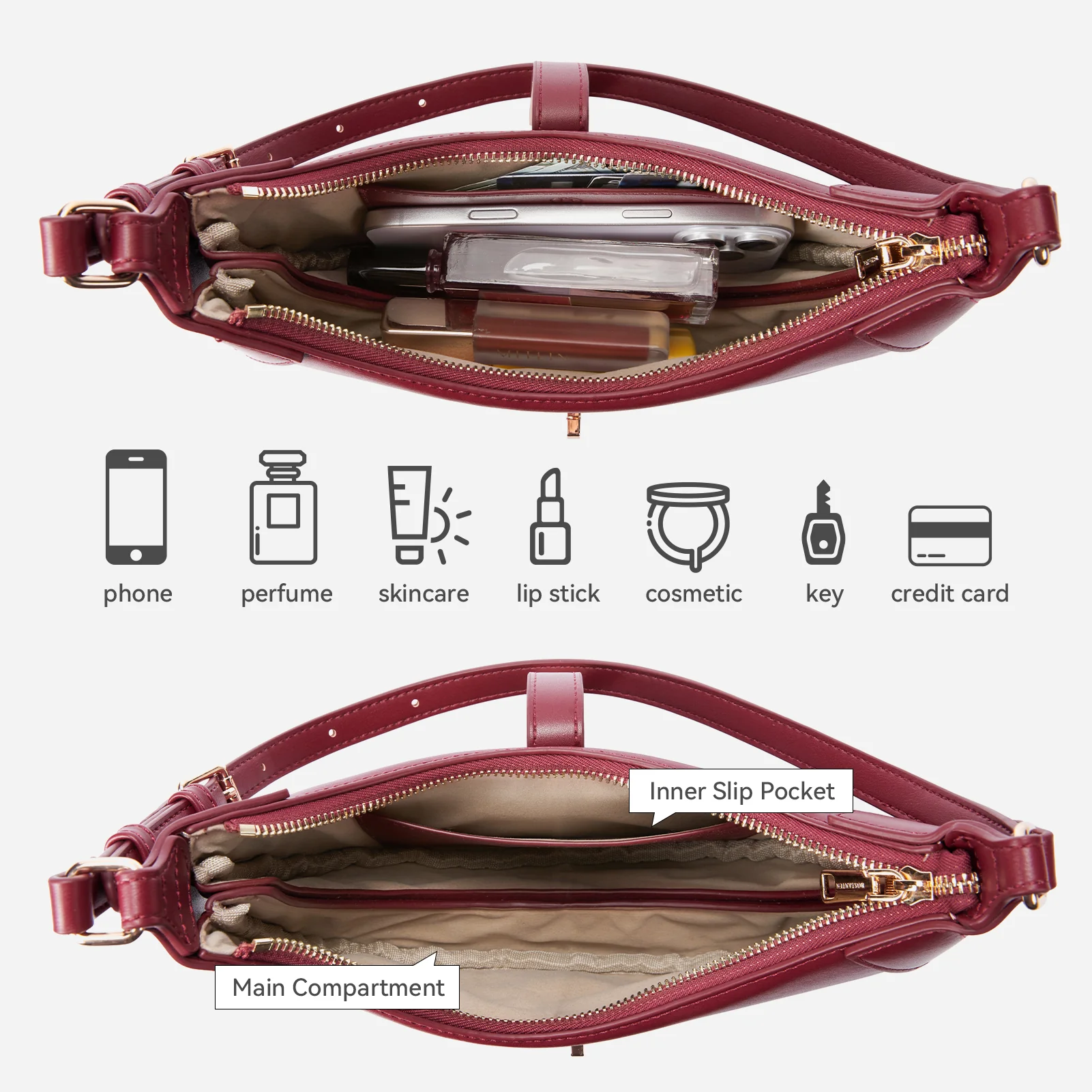 Kweli Crescent Designer Clasp Shoulder Bag - Image 7
