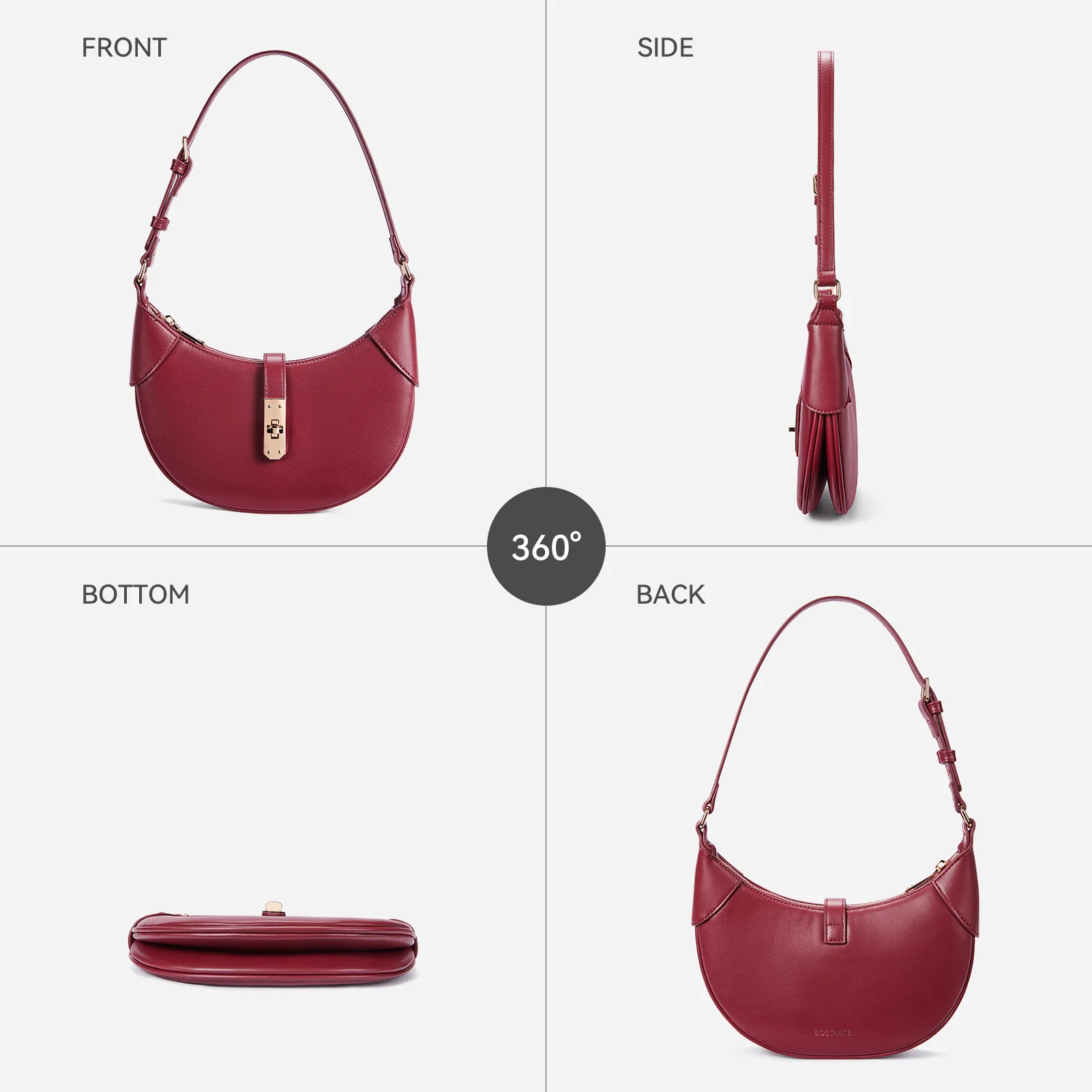 Kweli Crescent Designer Clasp Shoulder Bag - Image 8