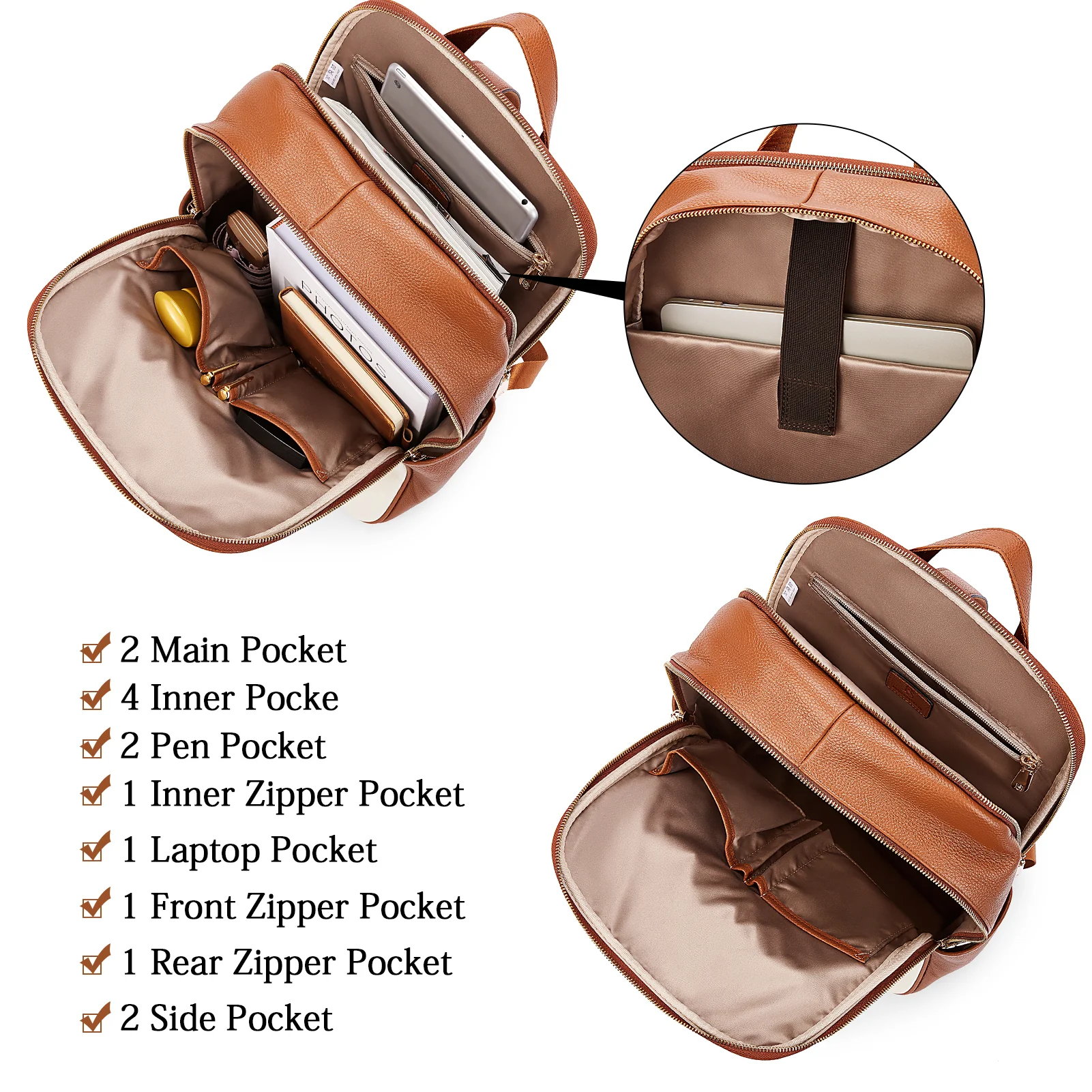 Laptop Backpack for Women - Premium Leather - Image 11