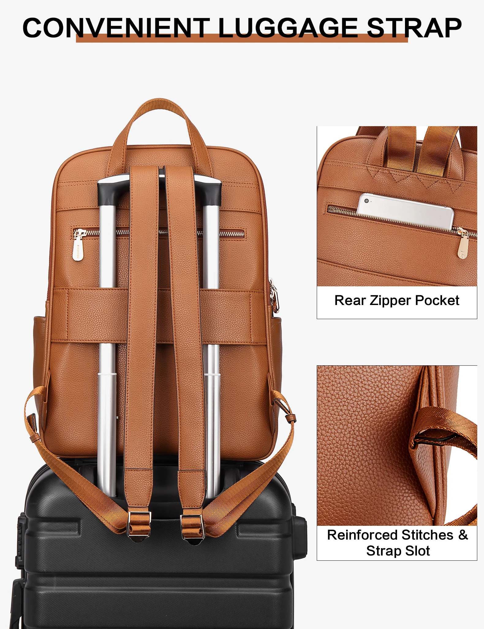 Laptop Backpack for Women - Premium Leather - Image 14