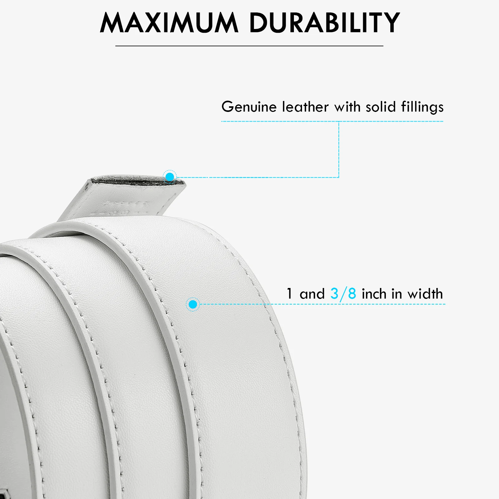Leather Ratchet Dress Belt with Sliding Adjustable Buckle - Image 4