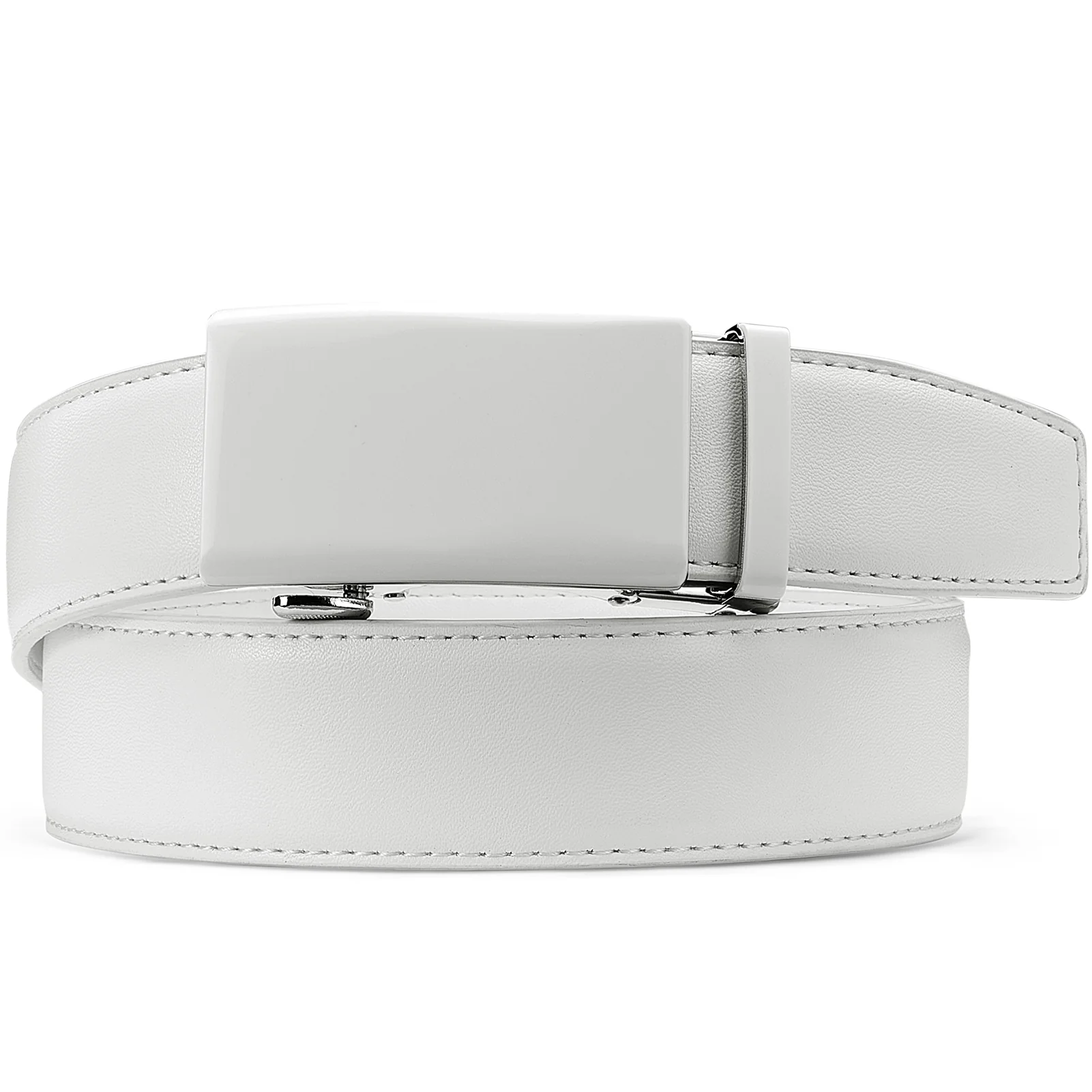 Leather Ratchet Dress Belt with Sliding Adjustable Buckle - Image 5