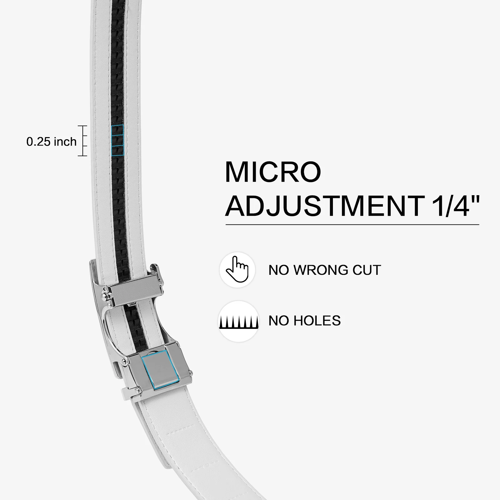 Leather Ratchet Dress Belt with Sliding Adjustable Buckle - Image 9