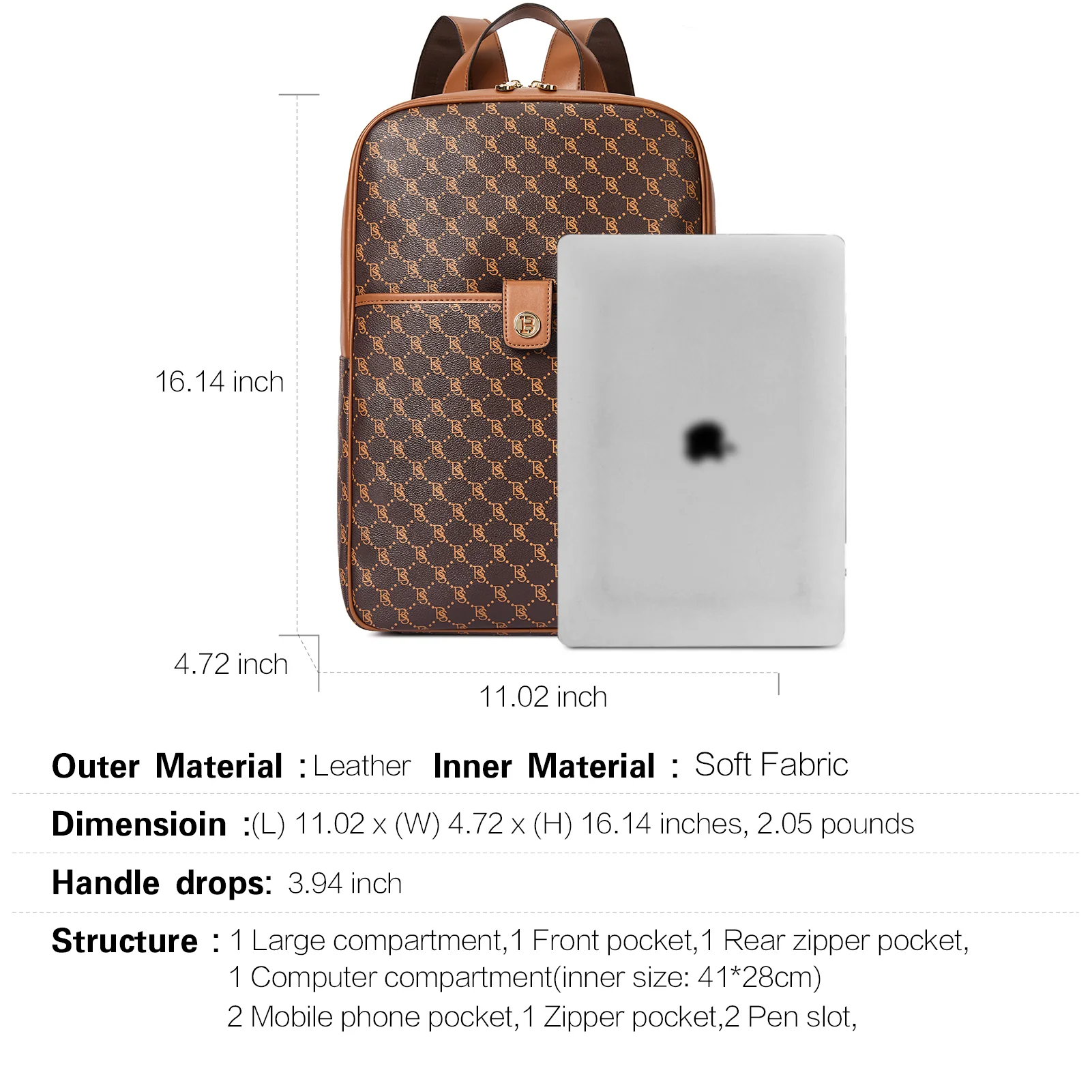 Libe Leather Laptop Backpack for Women  For Travel - Image 16