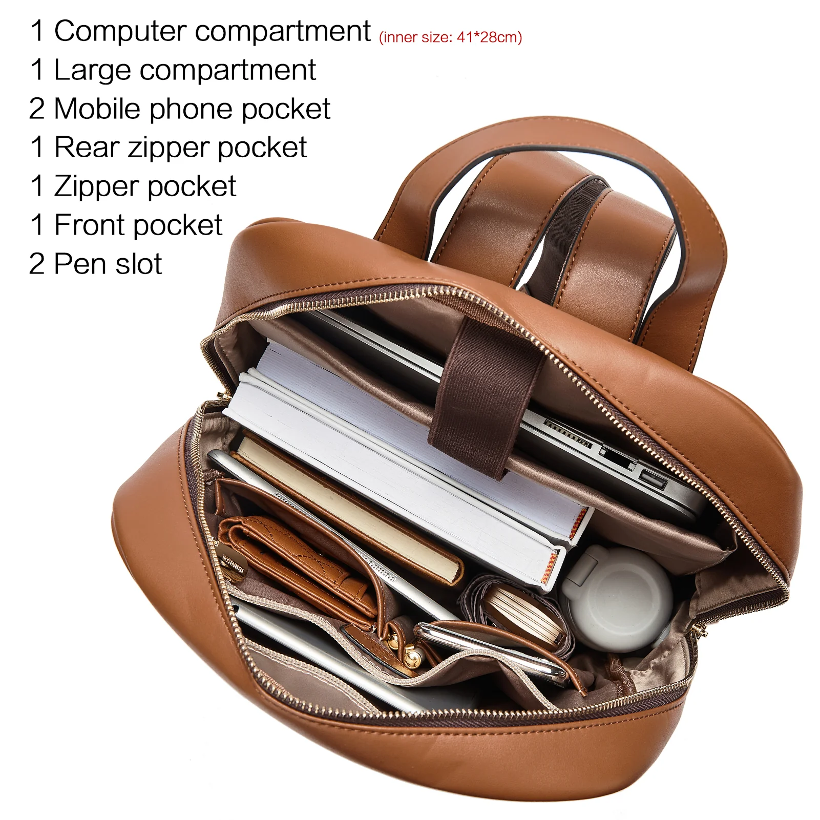 Libe Leather Laptop Backpack for Women  For Travel - Image 17