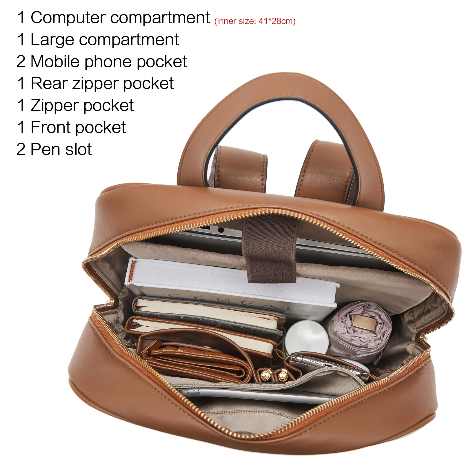 Libe Leather Laptop Backpack for Women  For Travel - Image 7