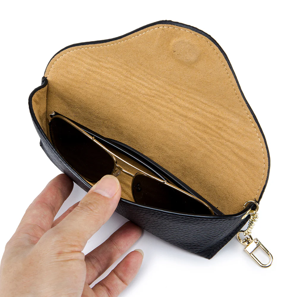 LuxeClip Genuine Leather Glasses Case - Sleek & Portable - Image 3