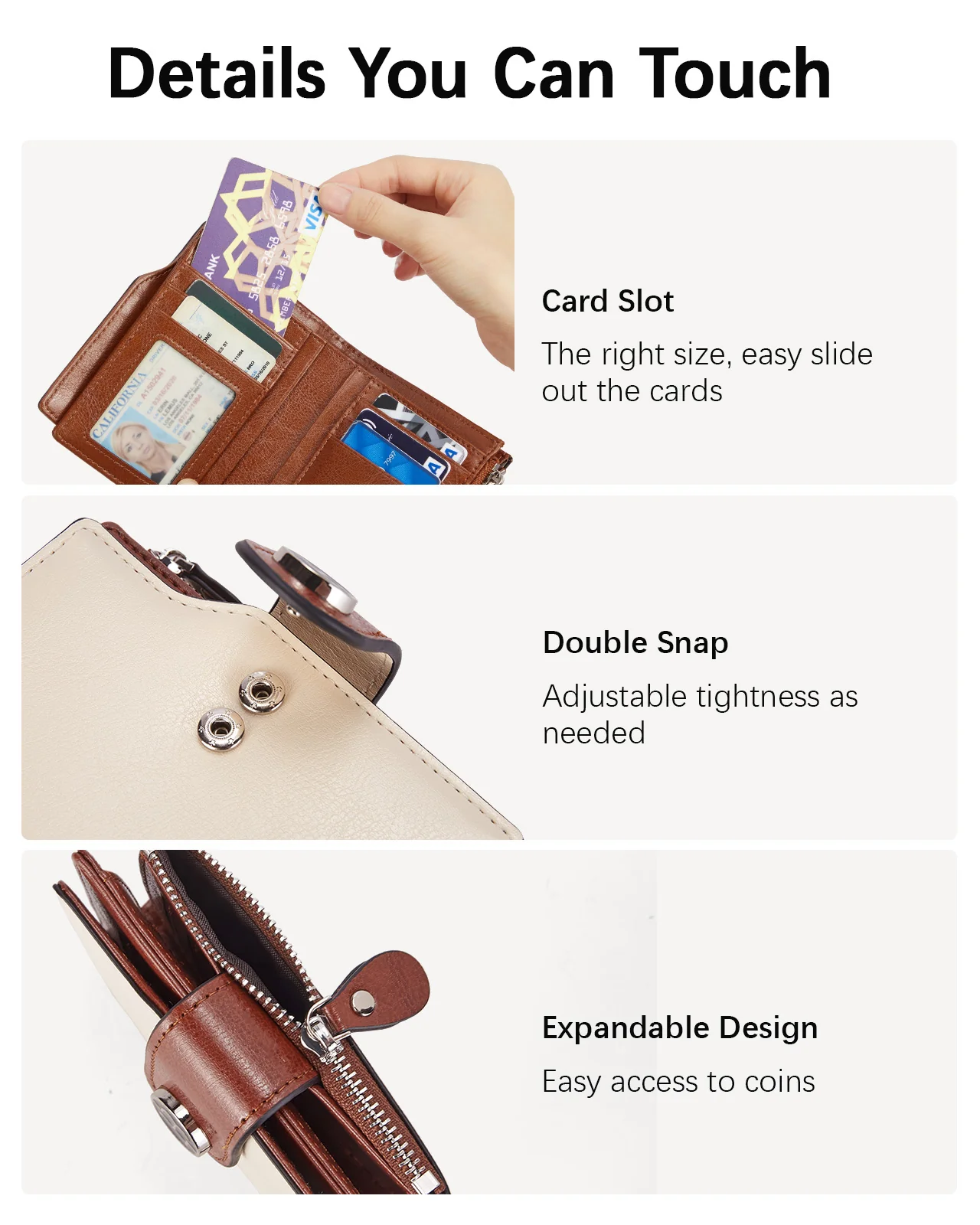 Luna Small RFID Blocking Bifold Zipper Pocket Wallet Card Case with ID Window - Image 11