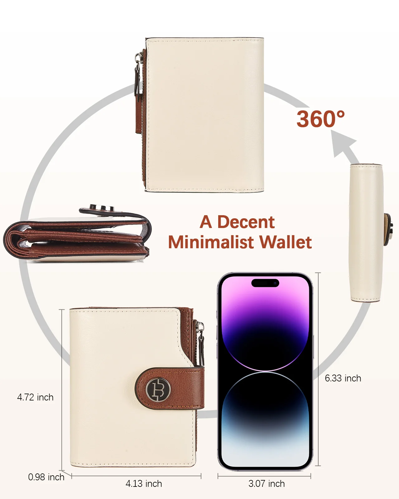 Luna Small RFID Blocking Bifold Zipper Pocket Wallet Card Case with ID Window - Image 13