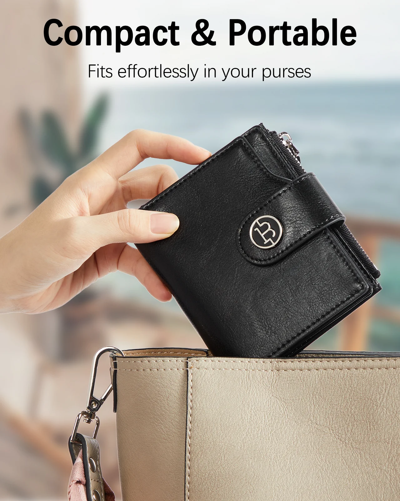 Luna Small RFID Blocking Bifold Zipper Pocket Wallet Card Case with ID Window - Image 16
