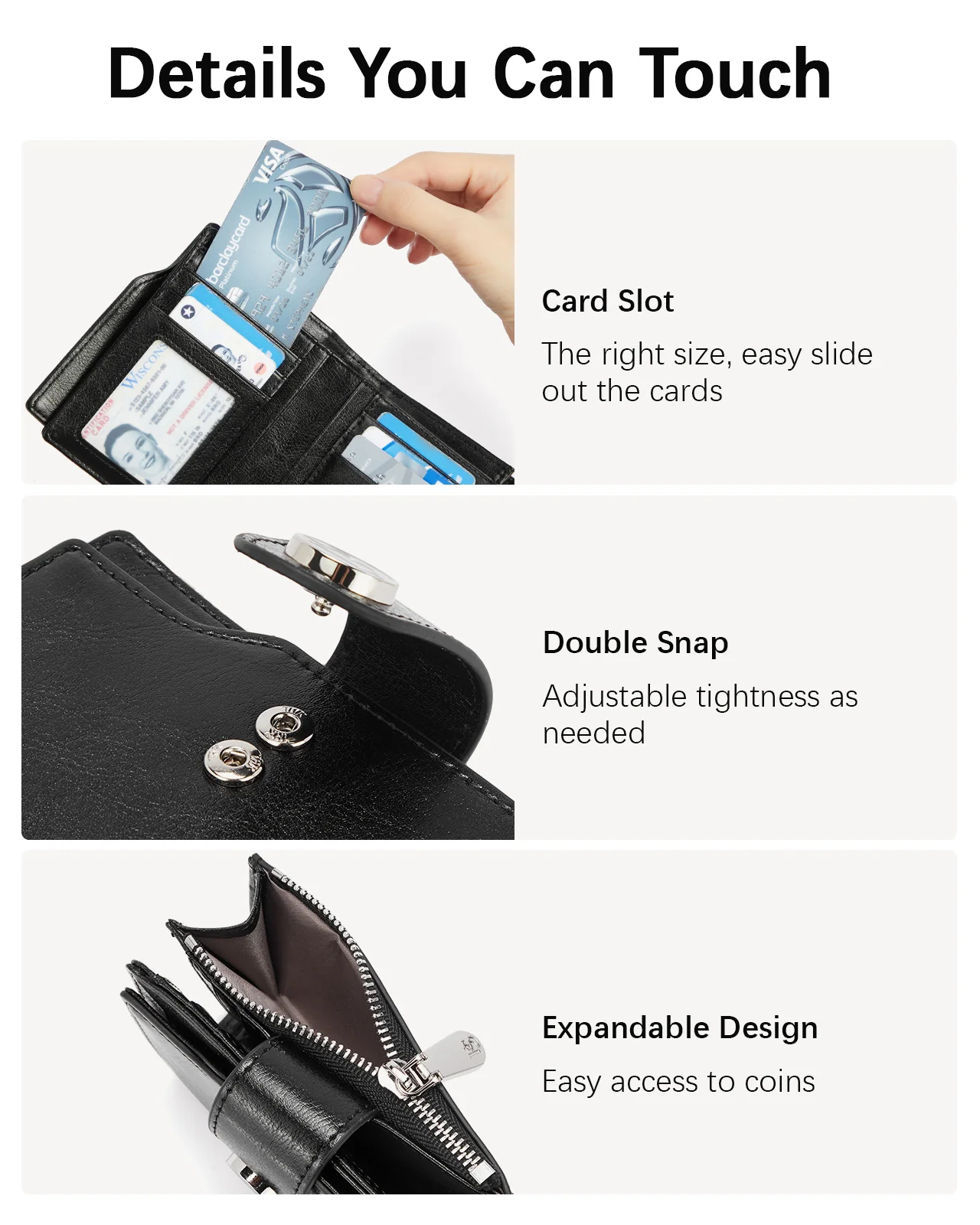 Luna Small RFID Blocking Bifold Zipper Pocket Wallet Card Case with ID Window - Image 17
