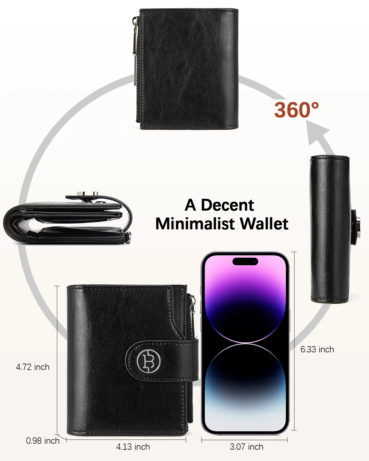 Luna Small RFID Blocking Bifold Zipper Pocket Wallet Card Case with ID Window - Image 18