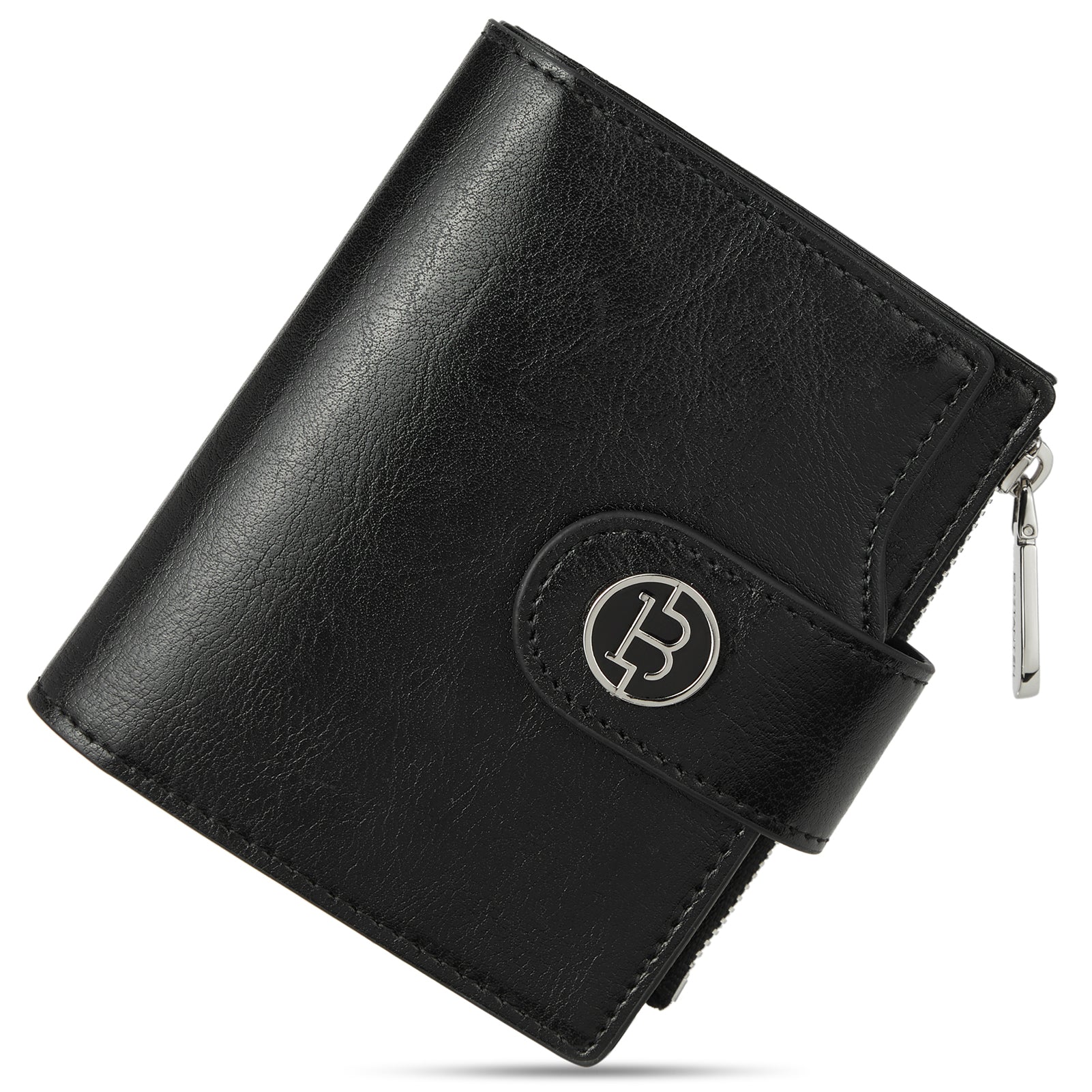 Luna Small RFID Blocking Bifold Zipper Pocket Wallet Card Case with ID Window - Image 21