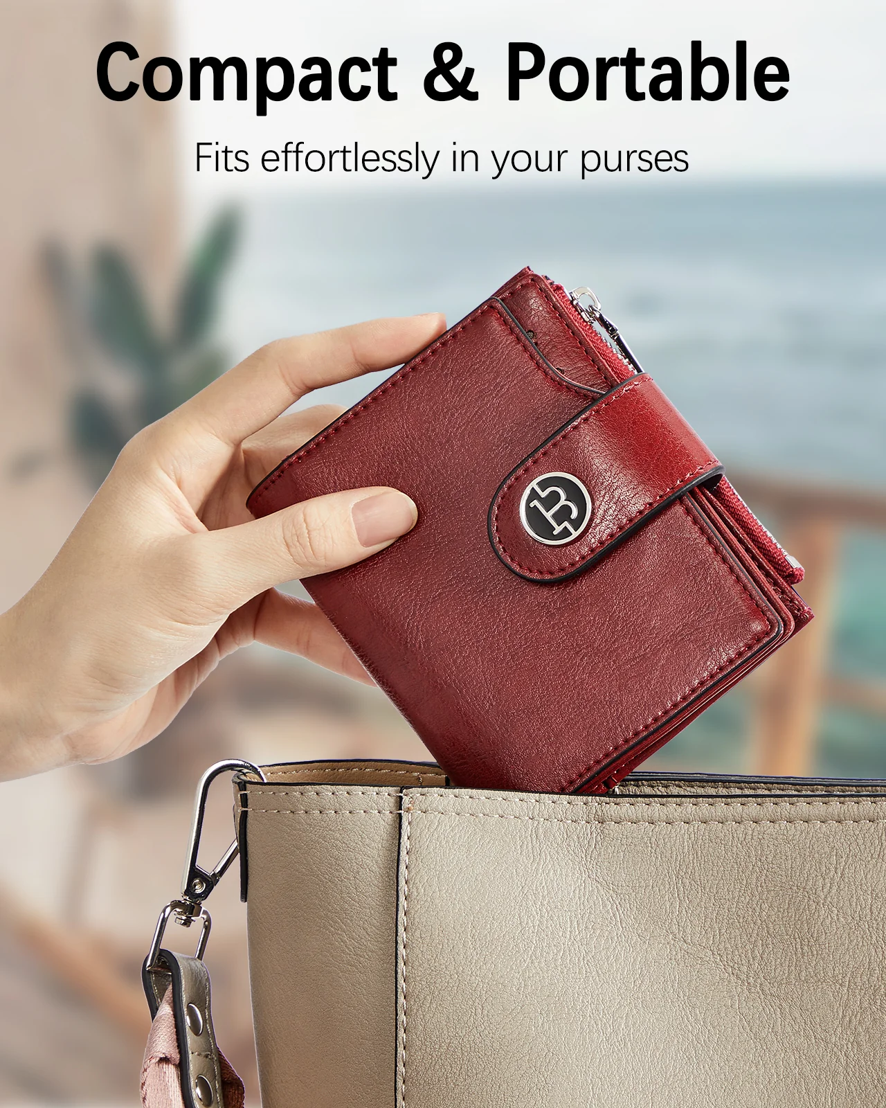 Luna Small RFID Blocking Bifold Zipper Pocket Wallet Card Case with ID Window - Image 23