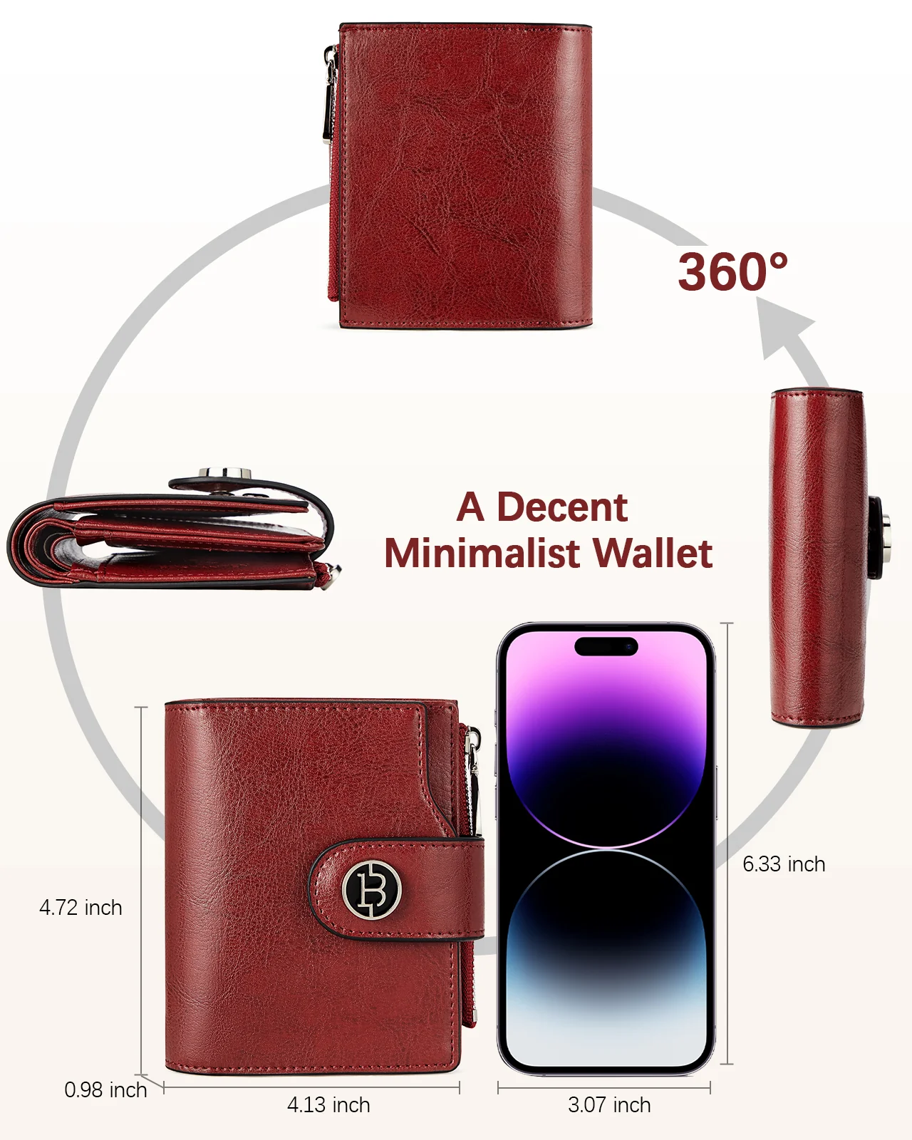 Luna Small RFID Blocking Bifold Zipper Pocket Wallet Card Case with ID Window - Image 25