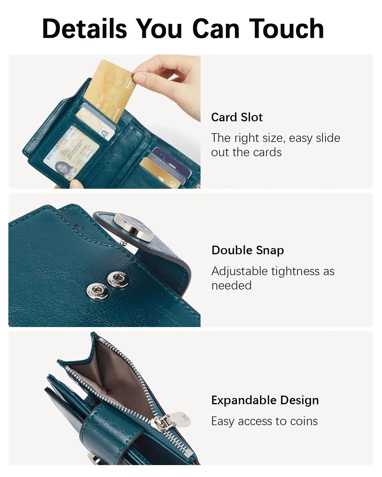 Luna Small RFID Blocking Bifold Zipper Pocket Wallet Card Case with ID Window - Image 31