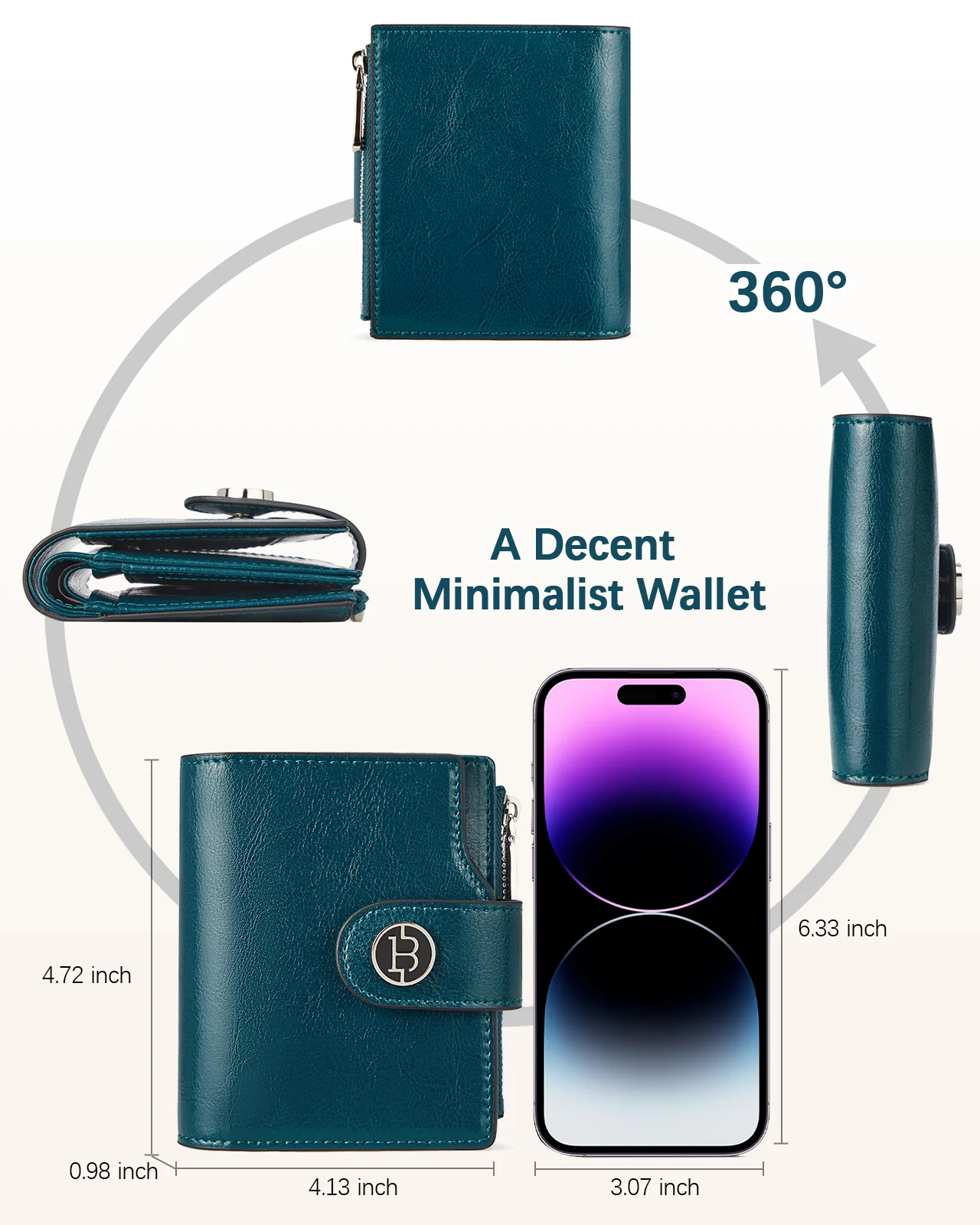 Luna Small RFID Blocking Bifold Zipper Pocket Wallet Card Case with ID Window - Image 32