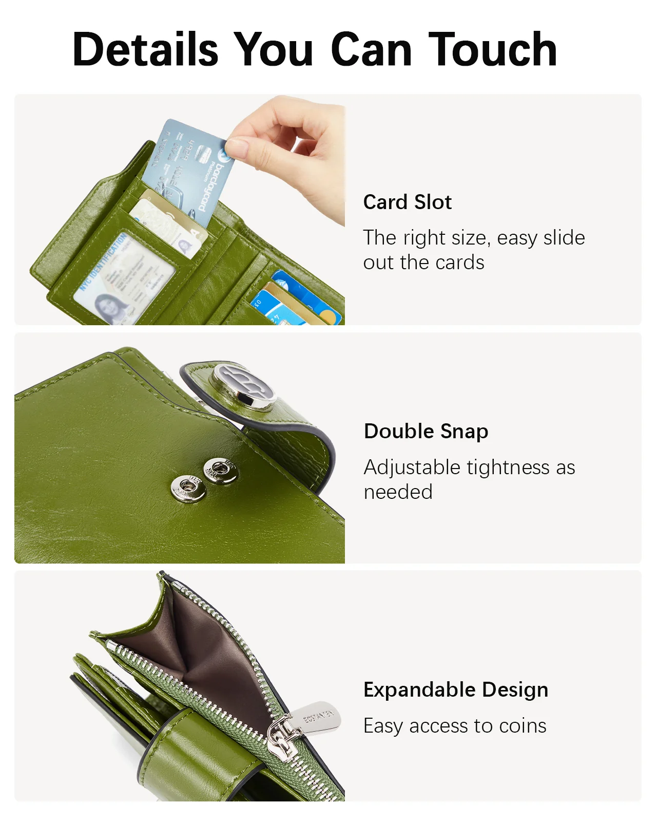 Luna Small RFID Blocking Bifold Zipper Pocket Wallet Card Case with ID Window - Image 38