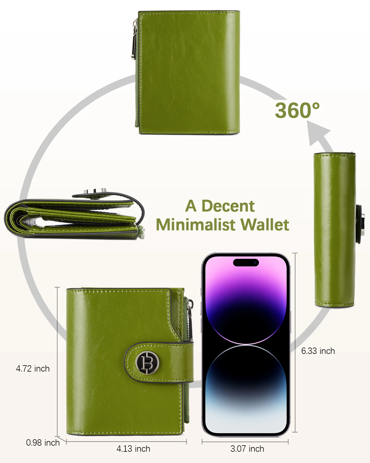 Luna Small RFID Blocking Bifold Zipper Pocket Wallet Card Case with ID Window - Image 39