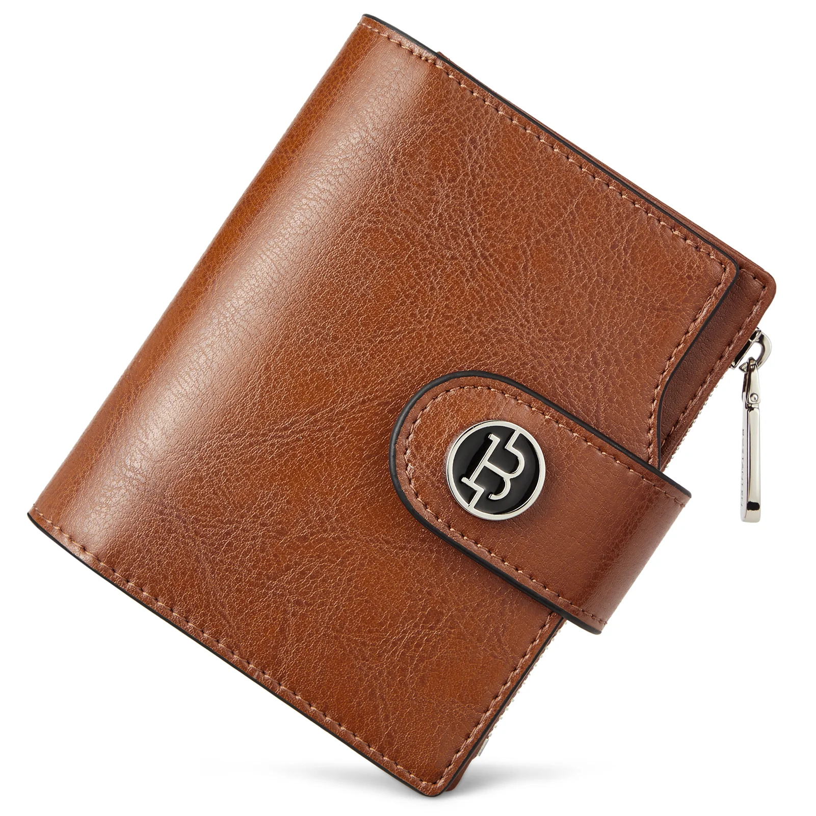 Luna Small RFID Blocking Bifold Zipper Pocket Wallet Card Case with ID Window - Image 7