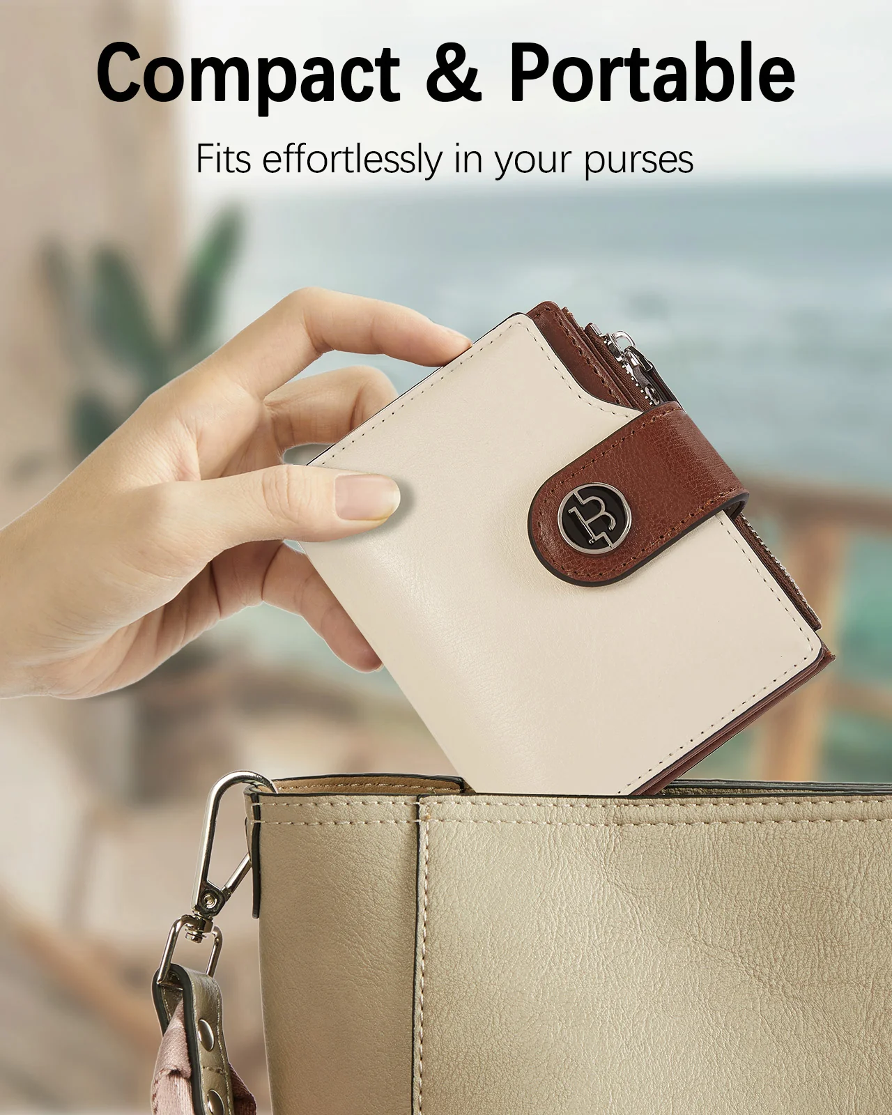Luna Small RFID Blocking Bifold Zipper Pocket Wallet Card Case with ID Window - Image 9