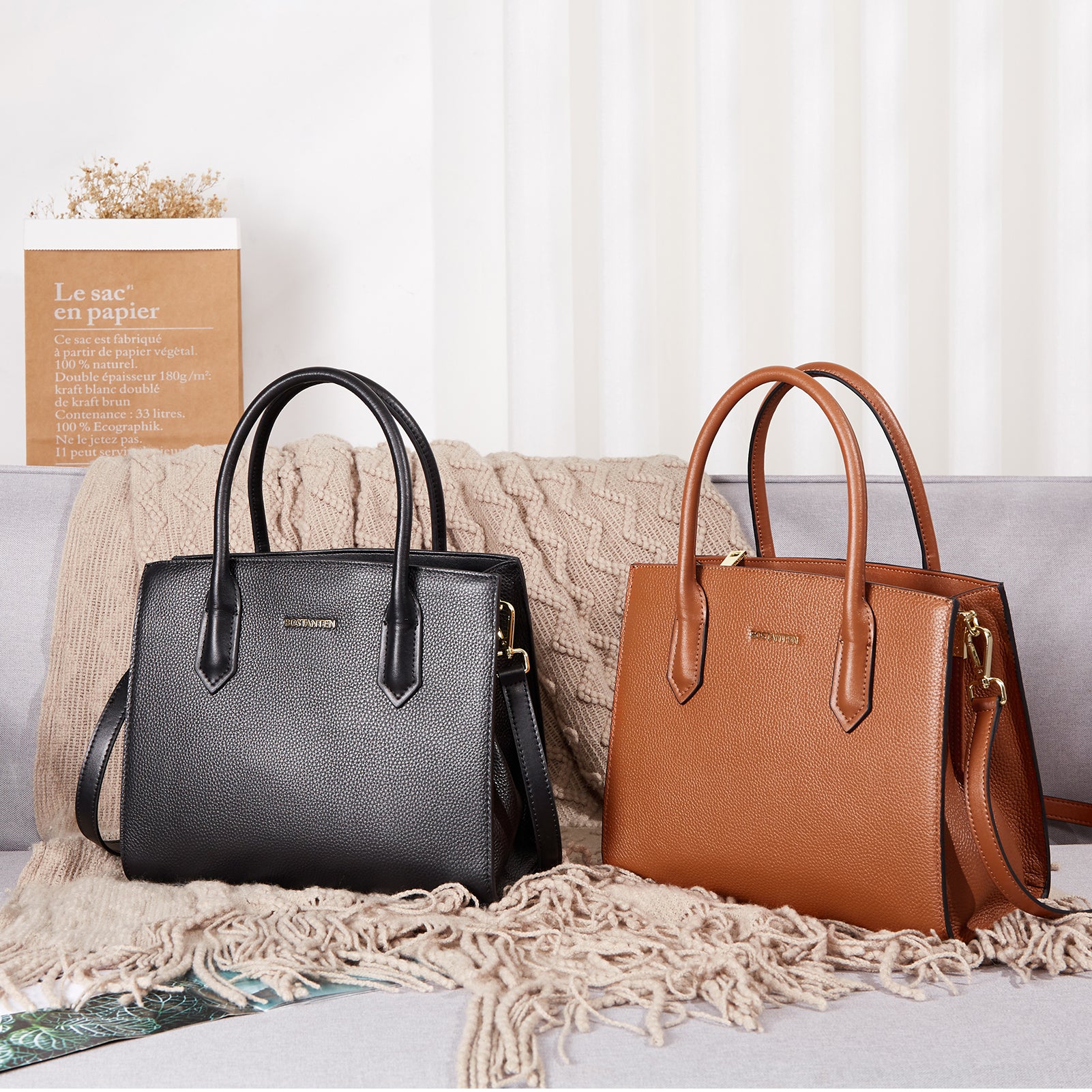 Machk Genuine Leather Tote Bag  — Handle Shoulder - Image 19