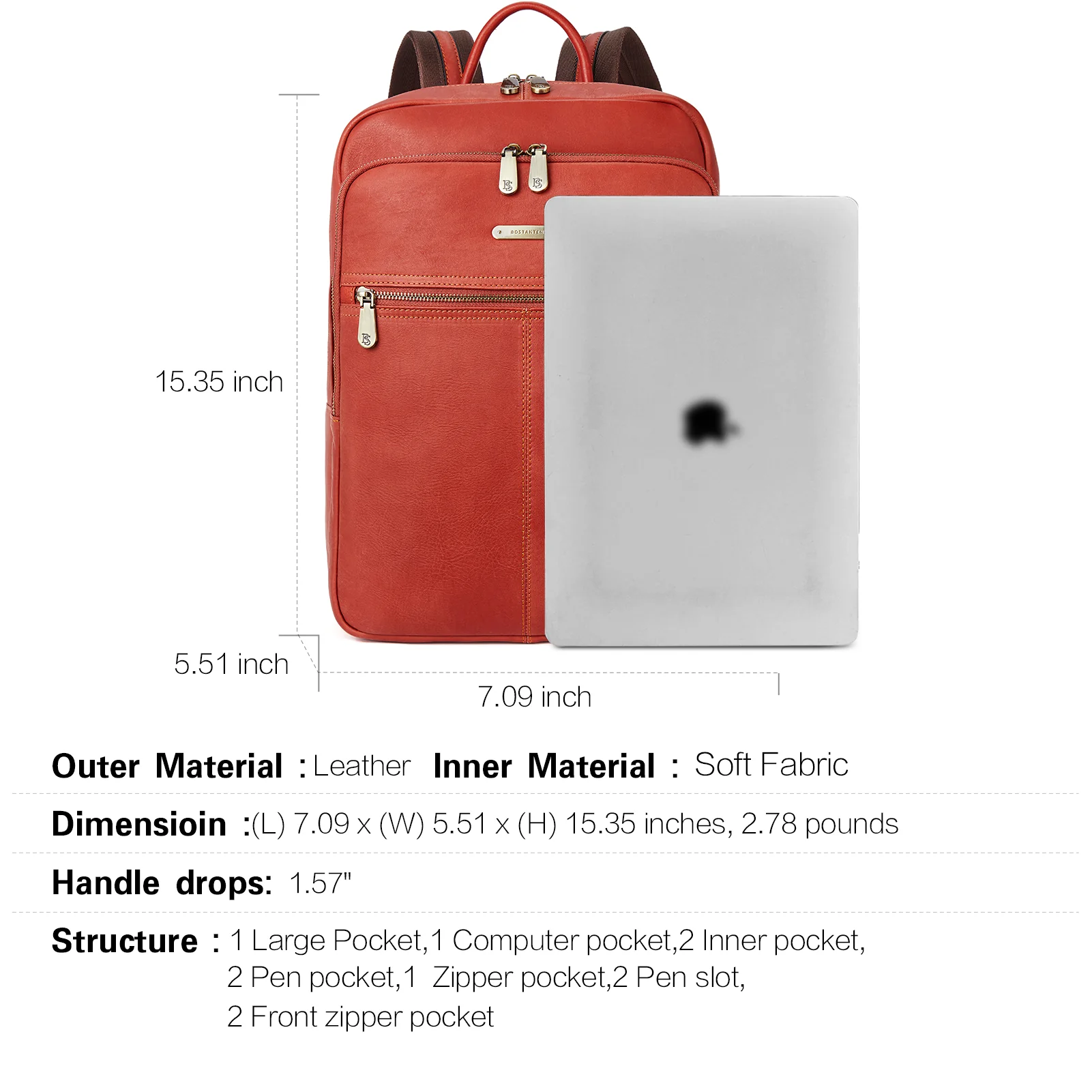 Minoru Men‘s 15.6 Inch Laptop Backpack Travel Bag - Vermilion Fashion - Image 3