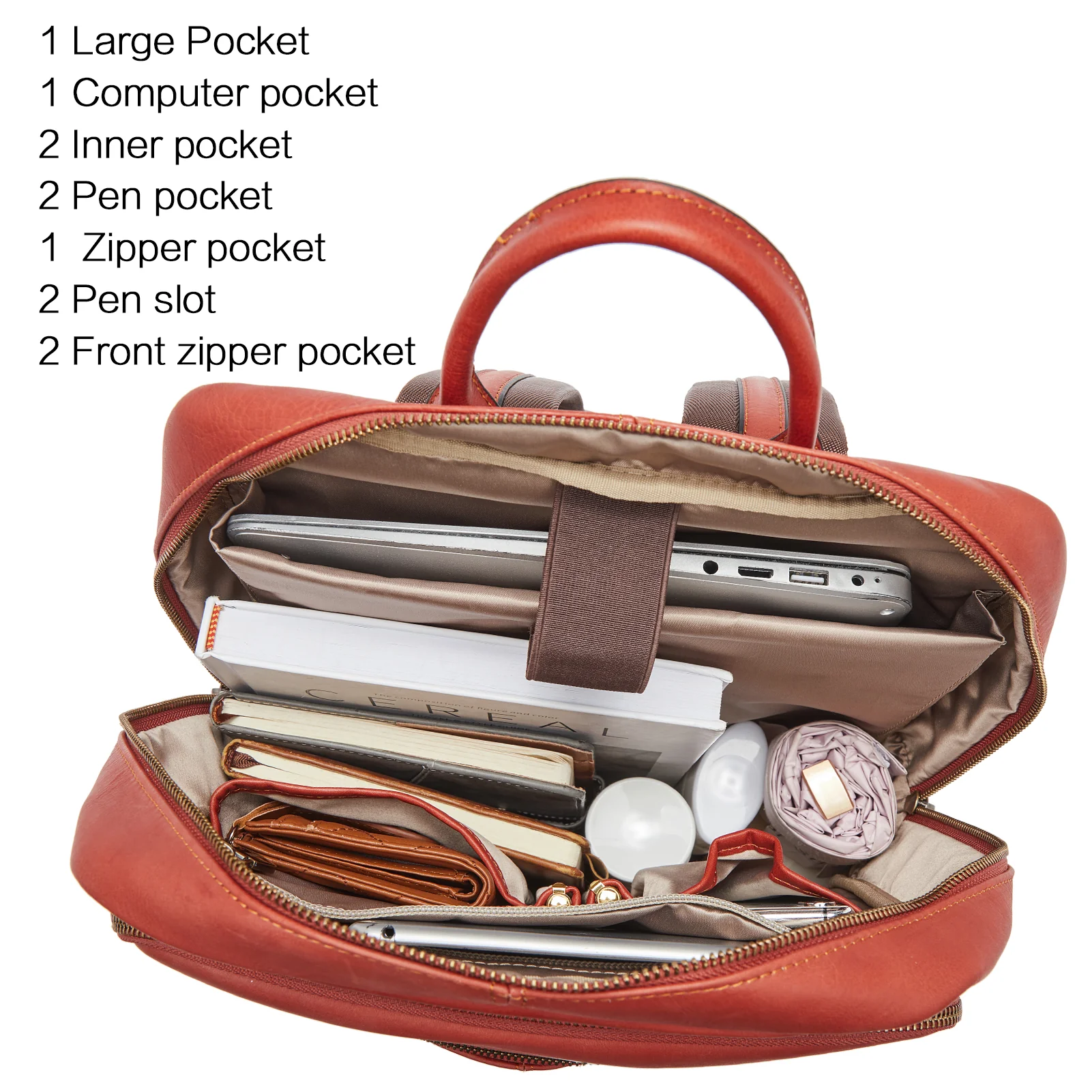 Minoru Men‘s 15.6 Inch Laptop Backpack Travel Bag - Vermilion Fashion - Image 4