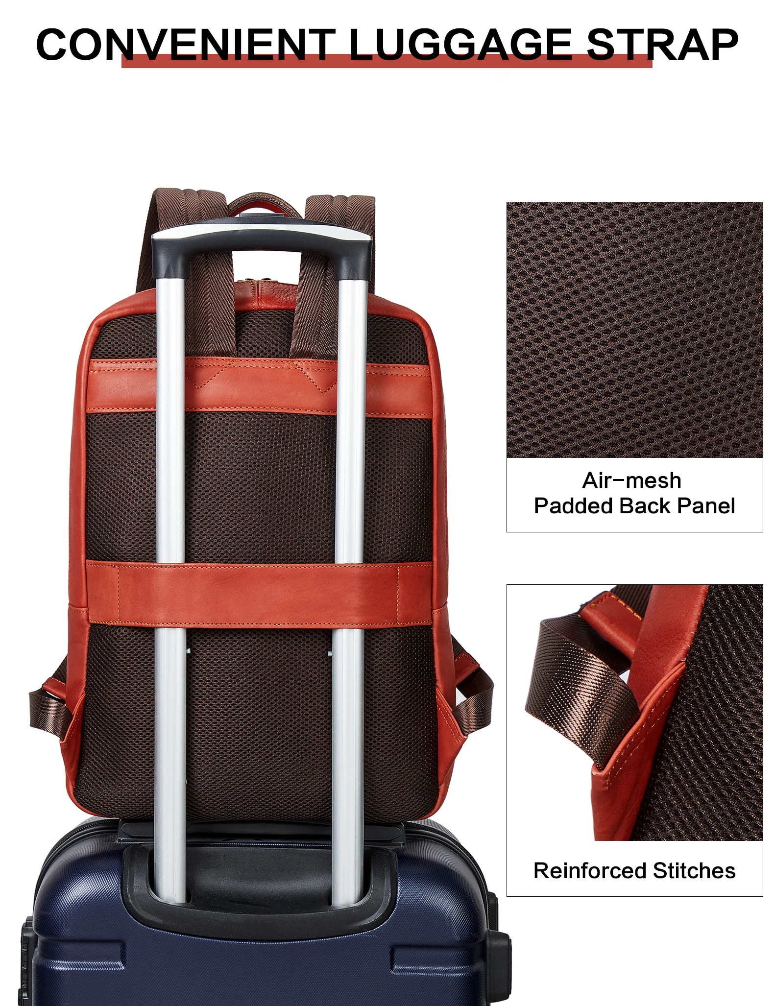Minoru Men‘s 15.6 Inch Laptop Backpack Travel Bag - Vermilion Fashion - Image 5