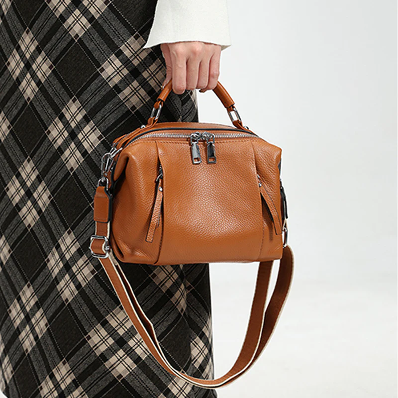 Nevin Genuine Leather Relaxed Boston Handbag - Image 4