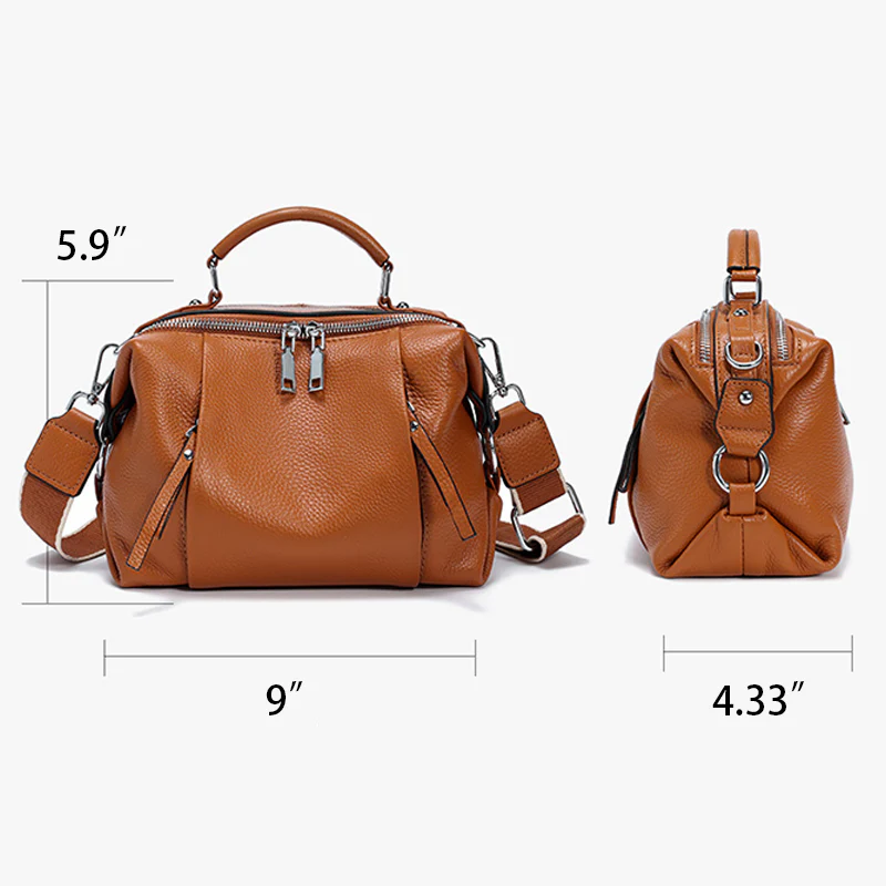 Nevin Genuine Leather Relaxed Boston Handbag - Image 6