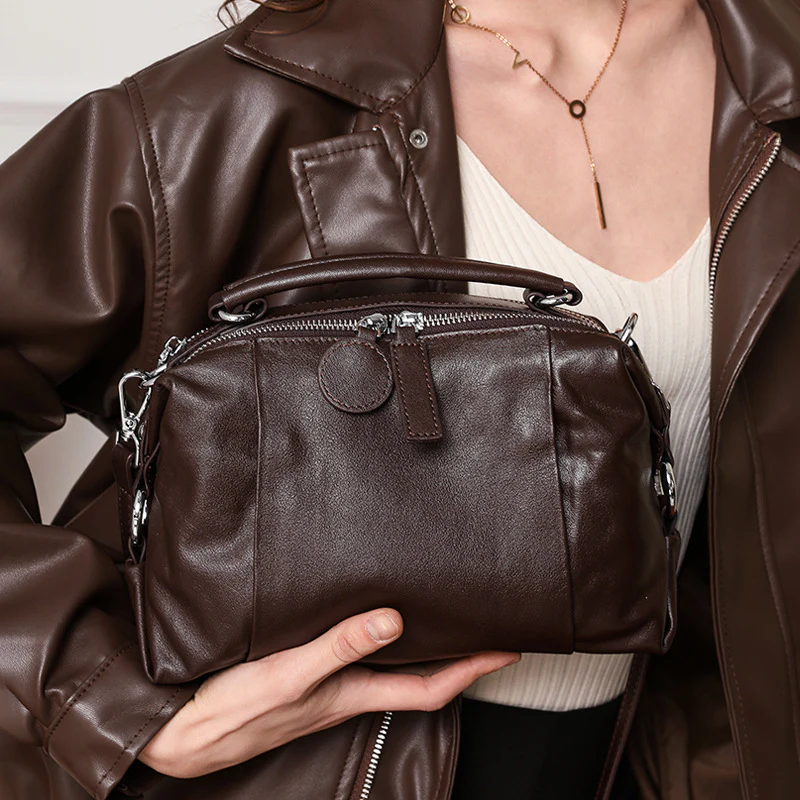 Nevin Full Grain Leather Boston Handbag 9'' - Image 3