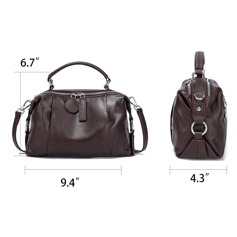 Nevin Full Grain Leather Boston Handbag 9'' - Image 4