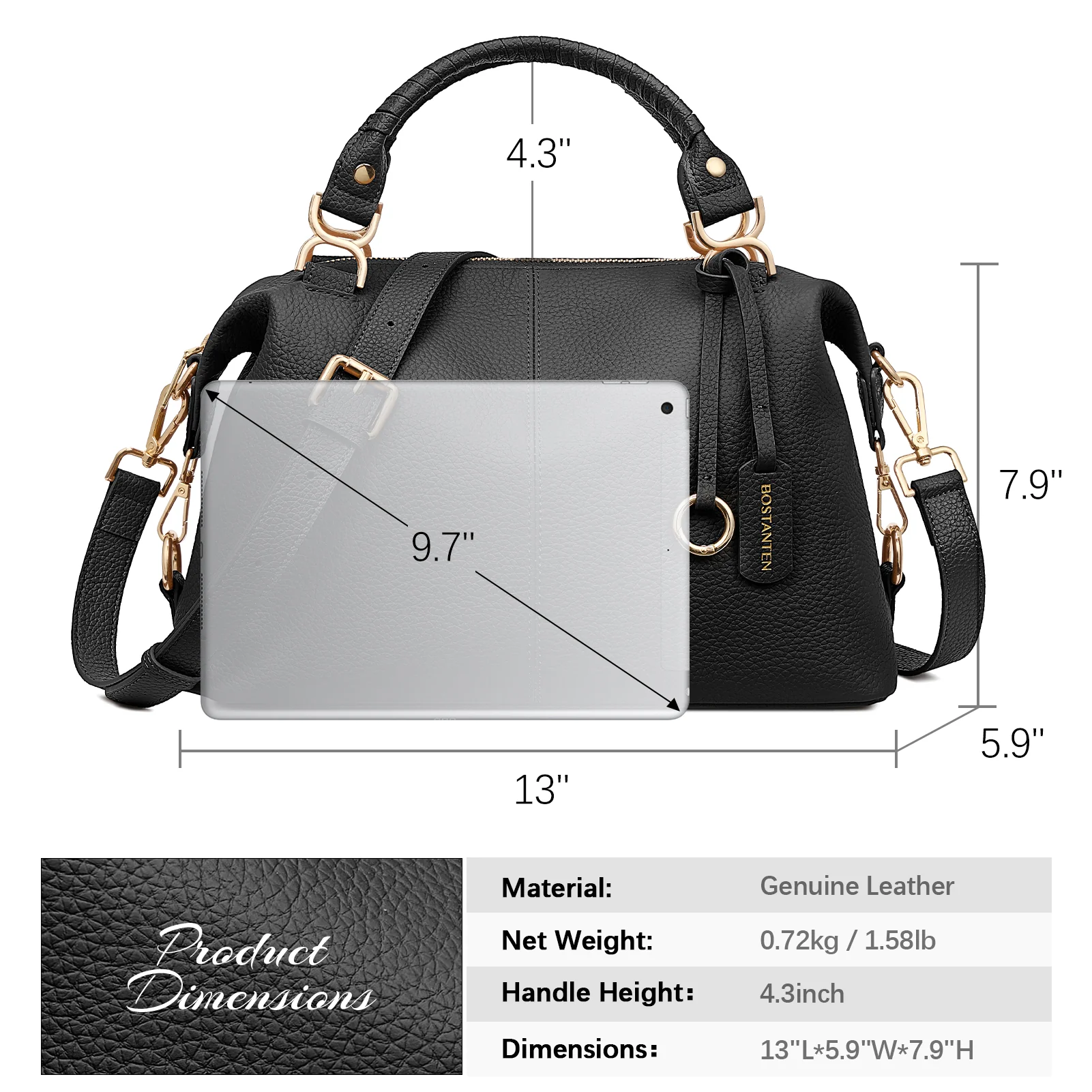 Nevin Genuine Leather Boston Handbag - Image 14