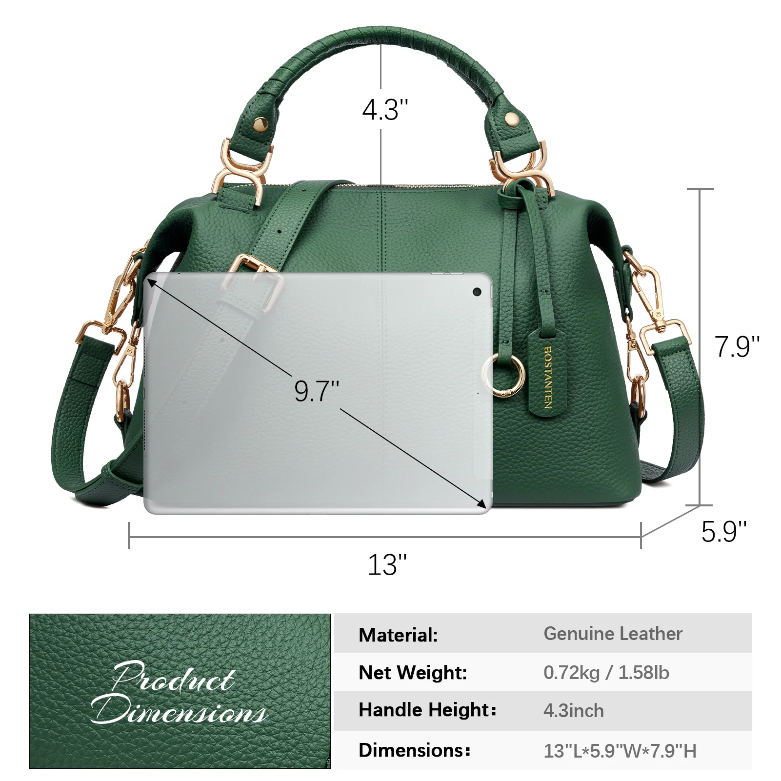Nevin Genuine Leather Boston Handbag - Image 20