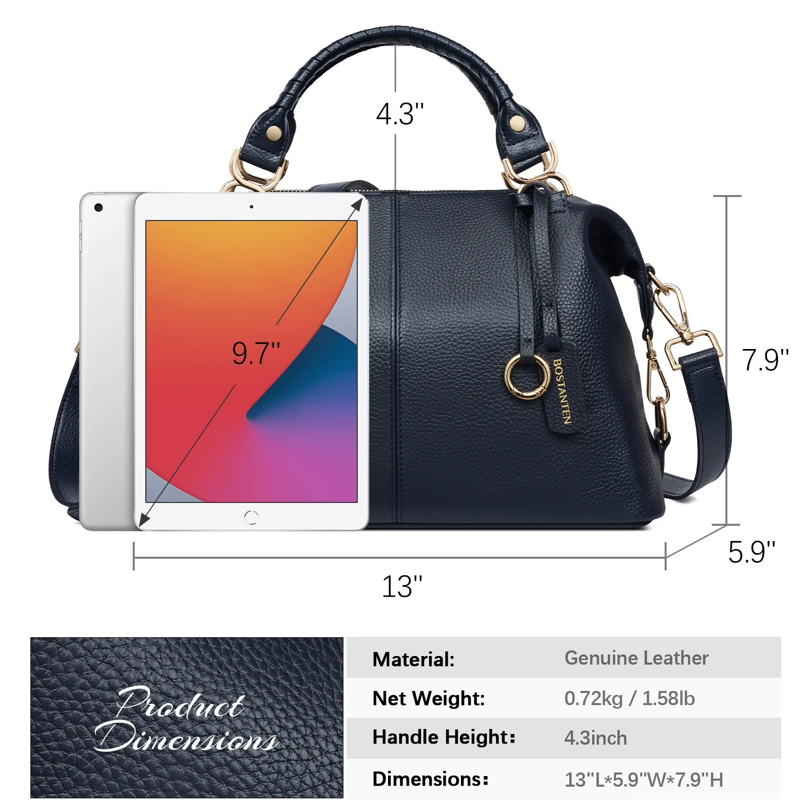 Nevin Genuine Leather Boston Handbag - Image 31