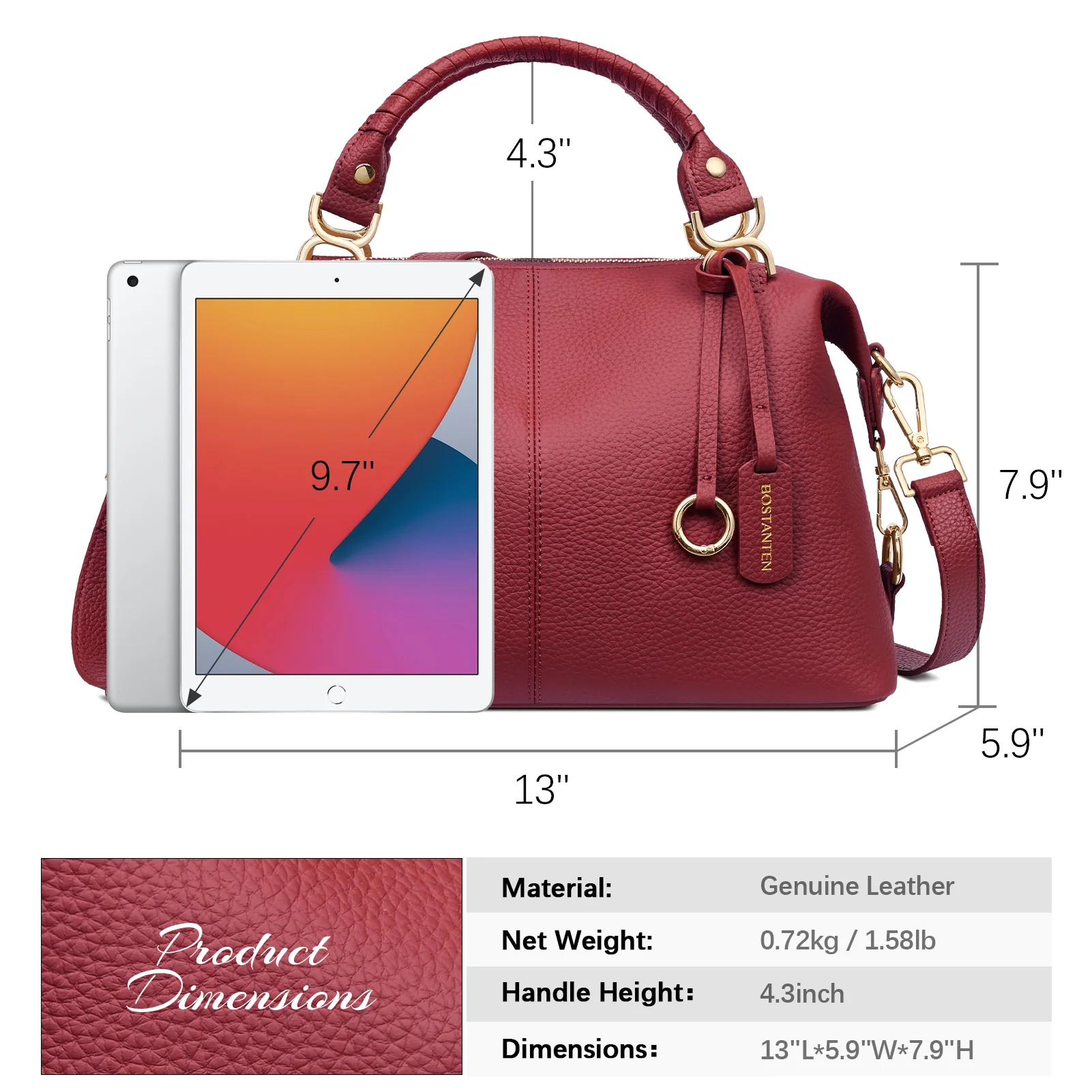 Nevin Genuine Leather Boston Handbag - Image 38
