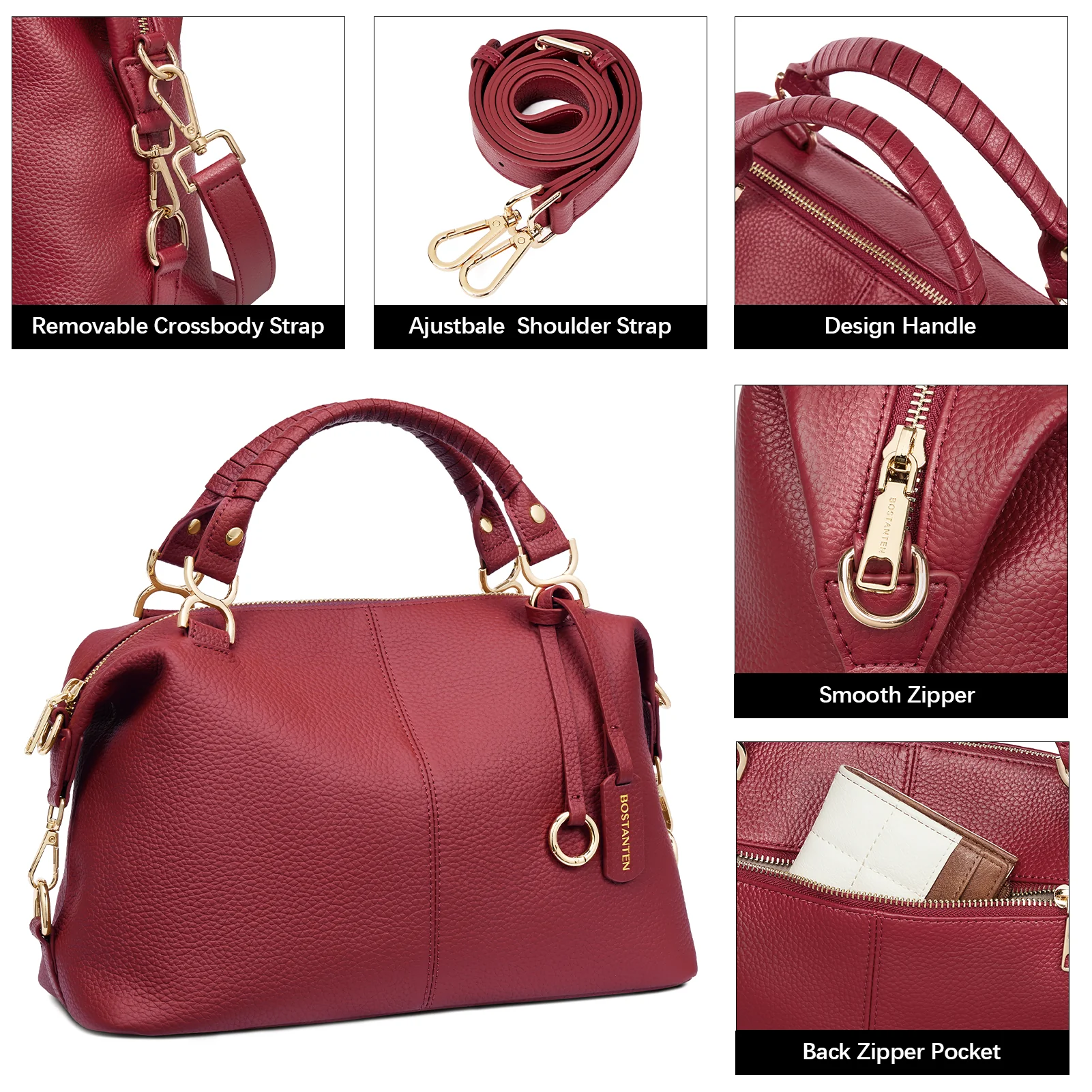 Nevin Genuine Leather Boston Handbag - Image 39