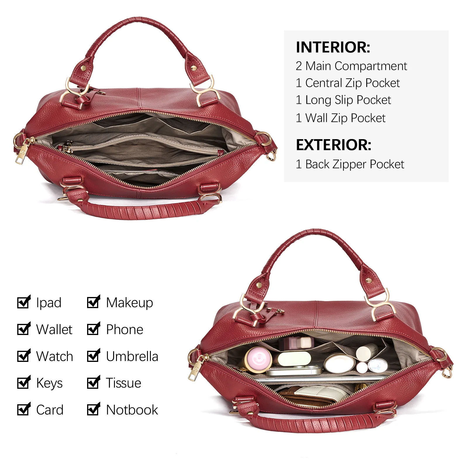 Nevin Genuine Leather Boston Handbag - Image 41