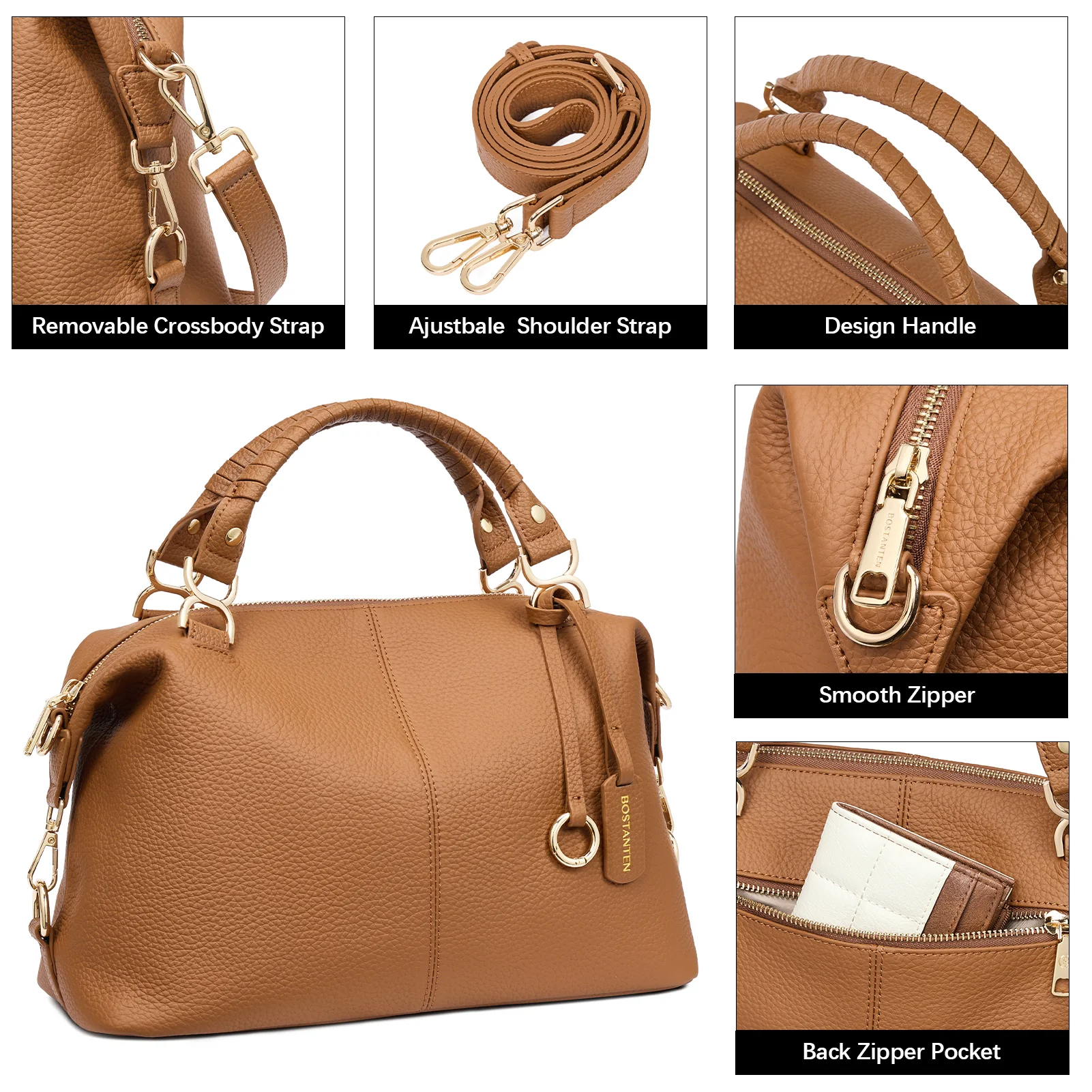 Nevin Genuine Leather Boston Handbag - Image 6