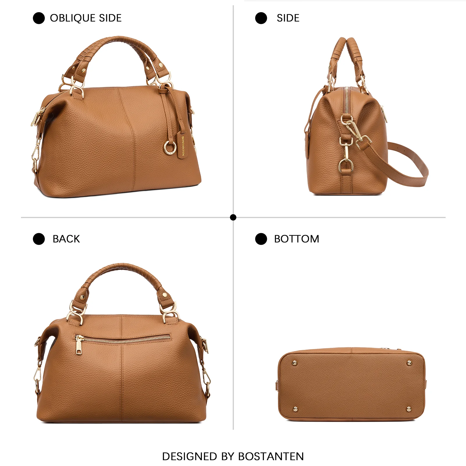 Nevin Genuine Leather Boston Handbag - Image 9
