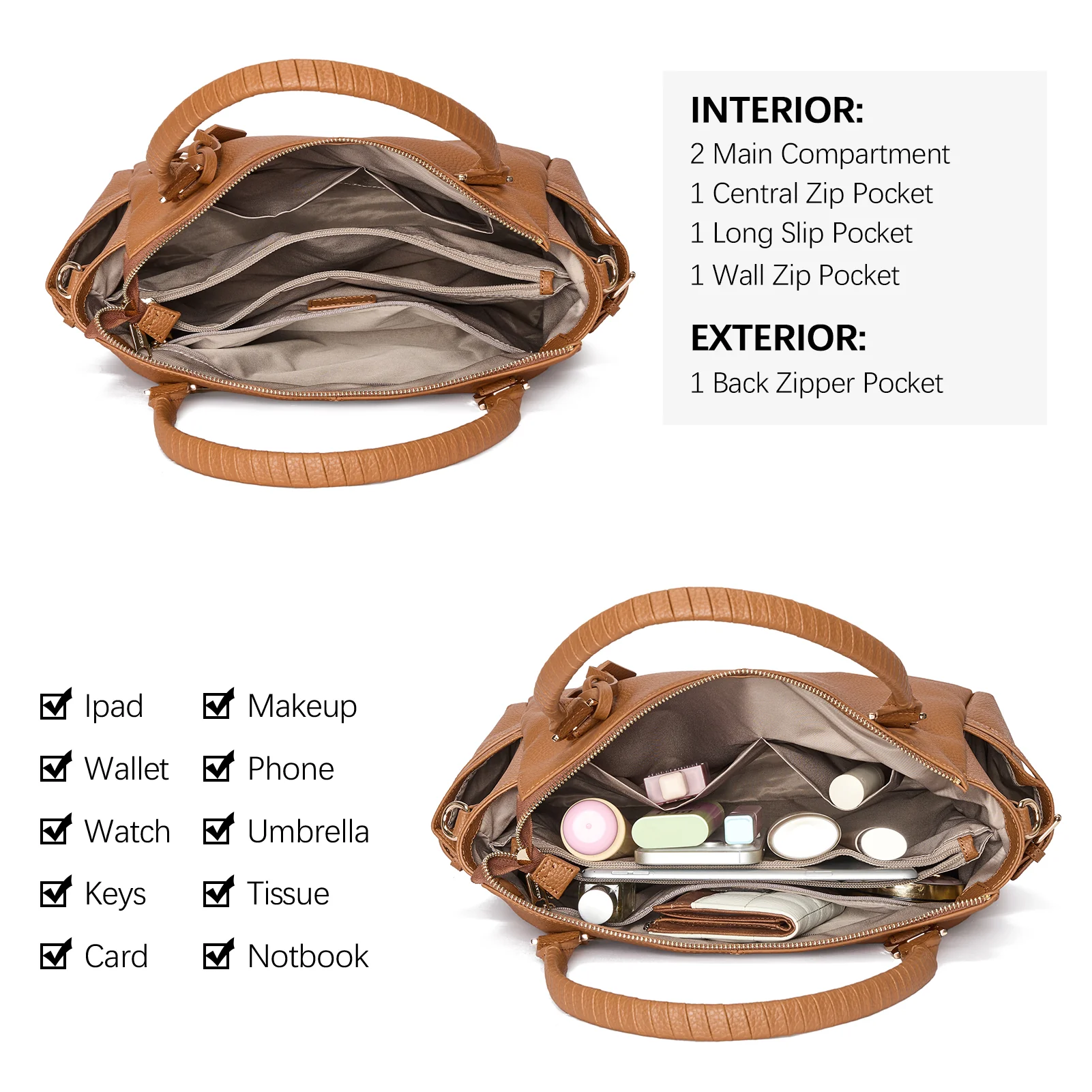 Nevin Genuine Pebbled Leather Everyday Carryall Tote - Image 10
