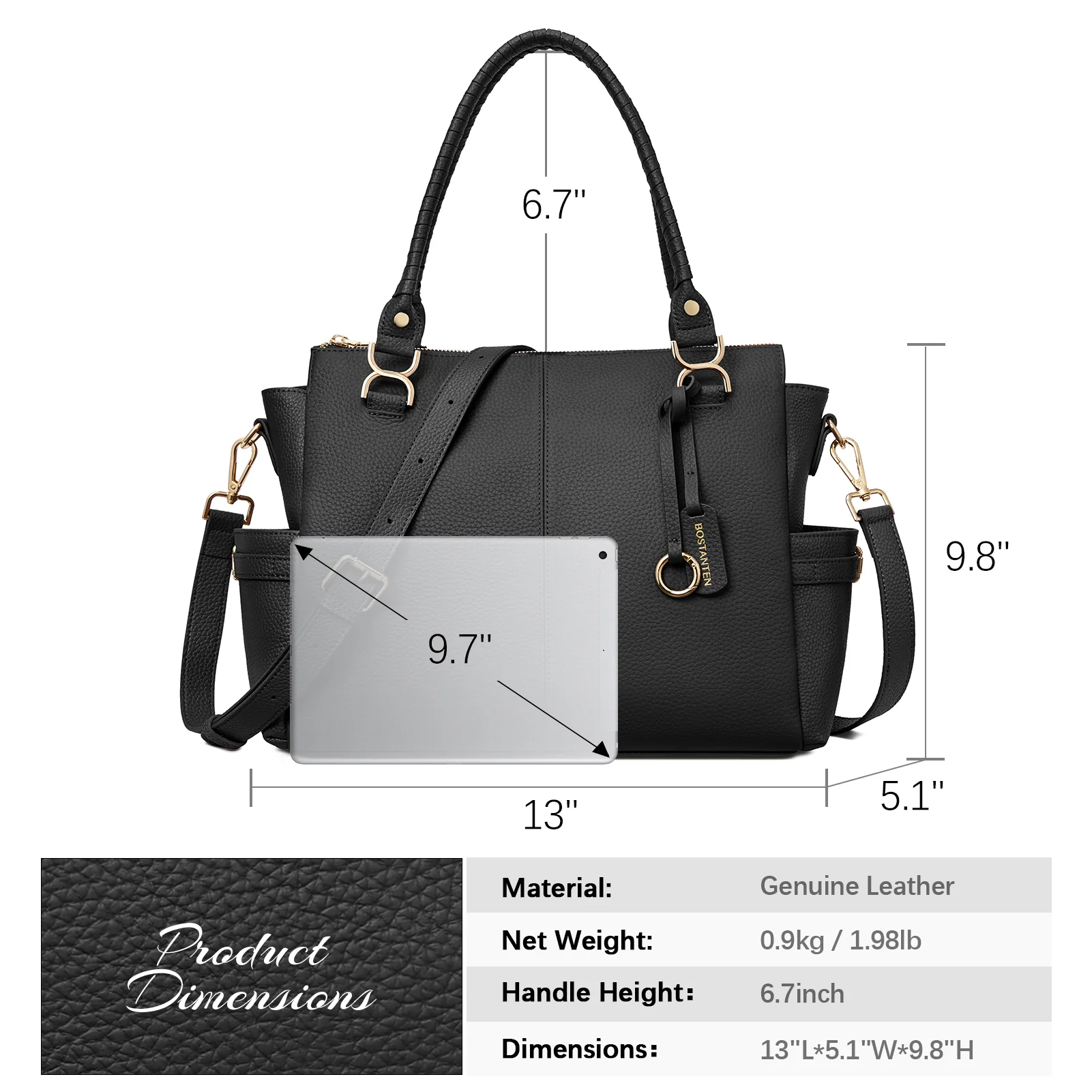 Nevin Genuine Pebbled Leather Everyday Carryall Tote - Image 16